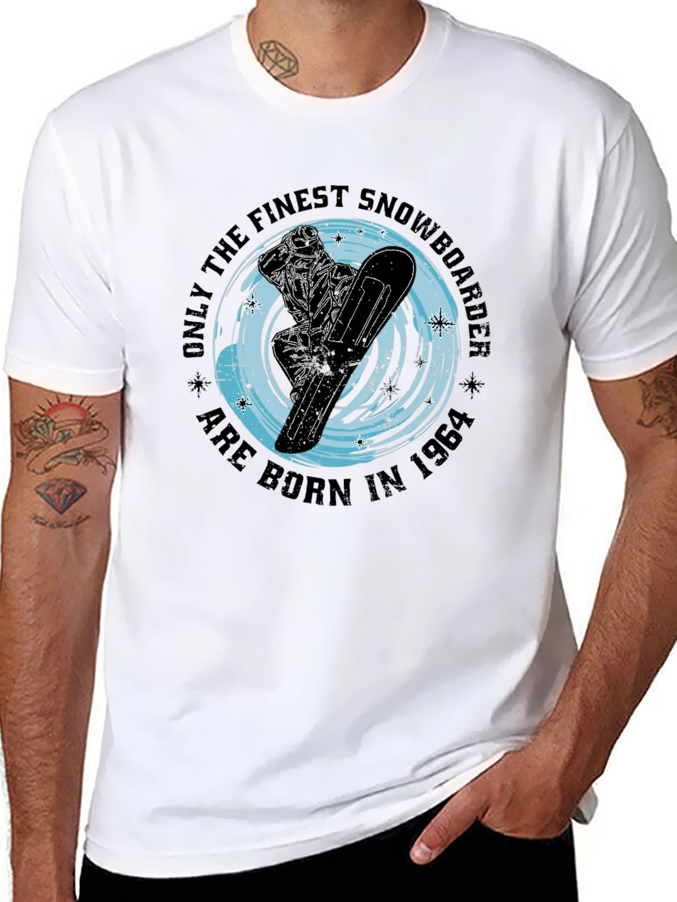 Finest Snowboarder Born 1964 Black T-Shirt