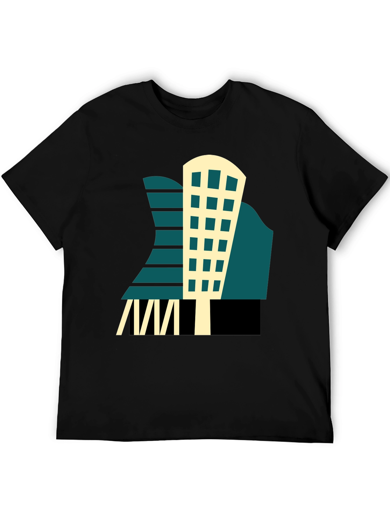 Geometric Building T-Shirt - Modern Graphic Tee