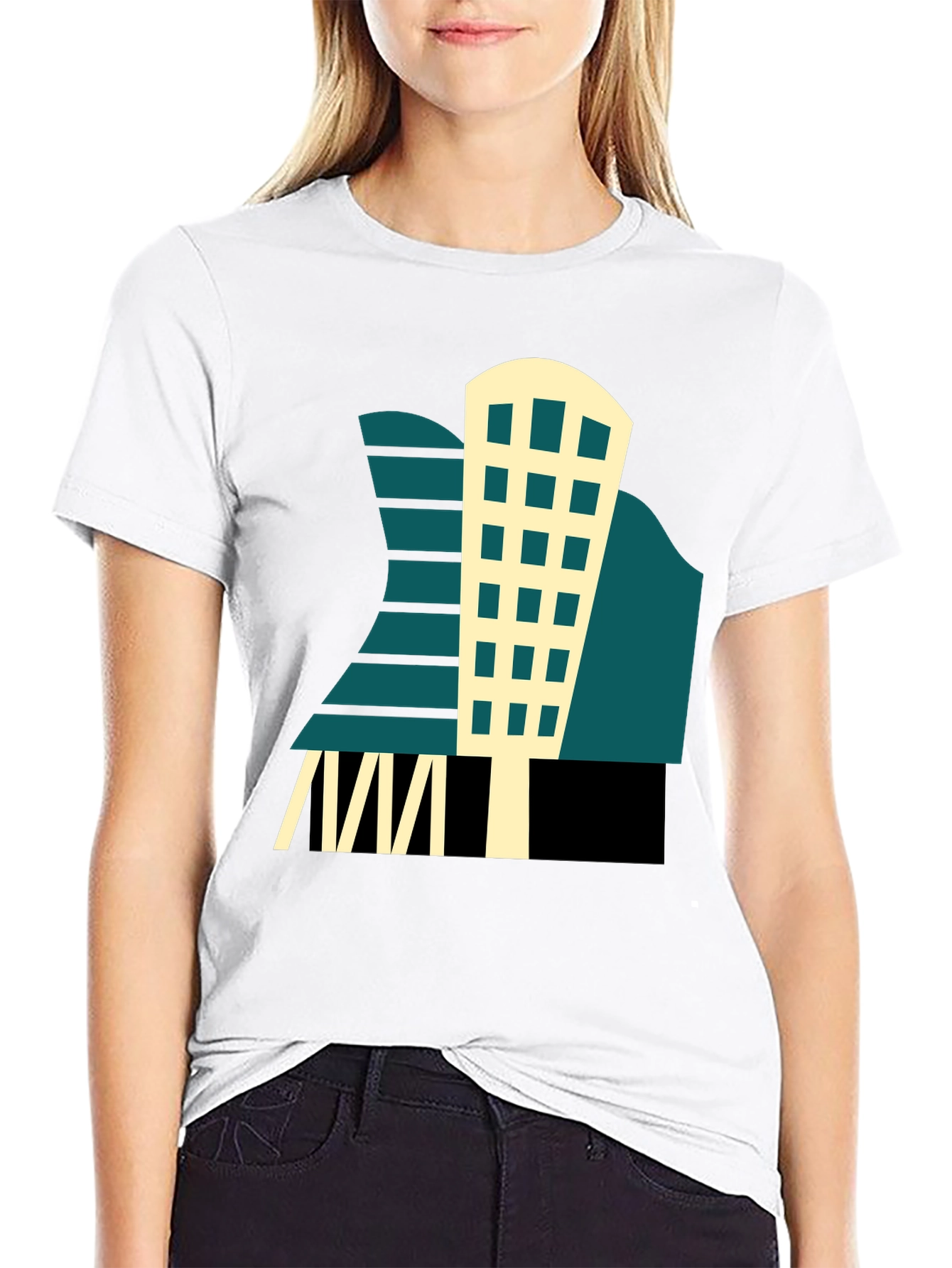 Geometric Building T-Shirt - Modern Graphic Tee