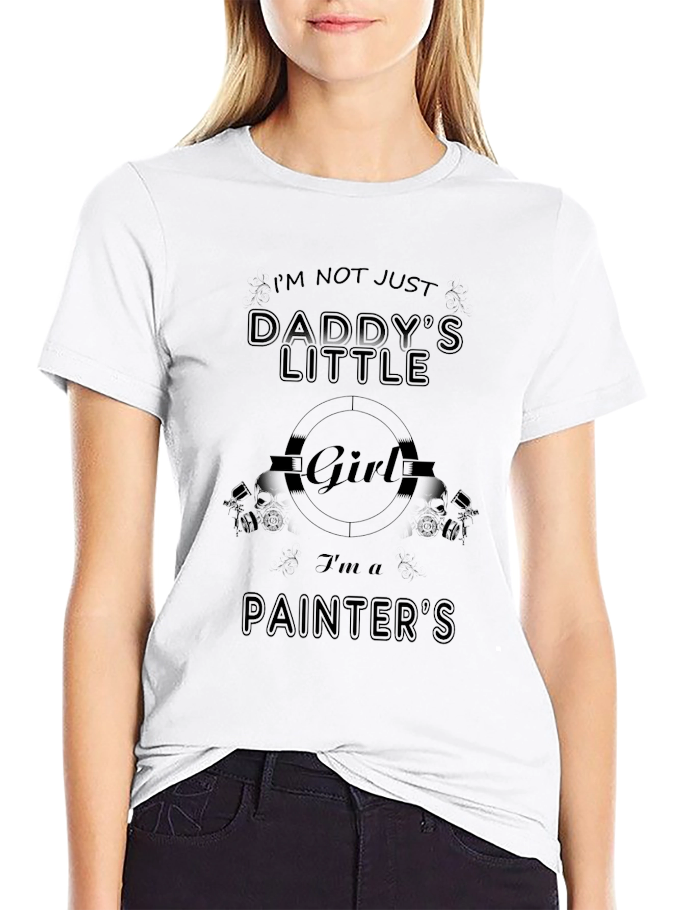 Painters Girl Black Tee - Daddys Little Girl