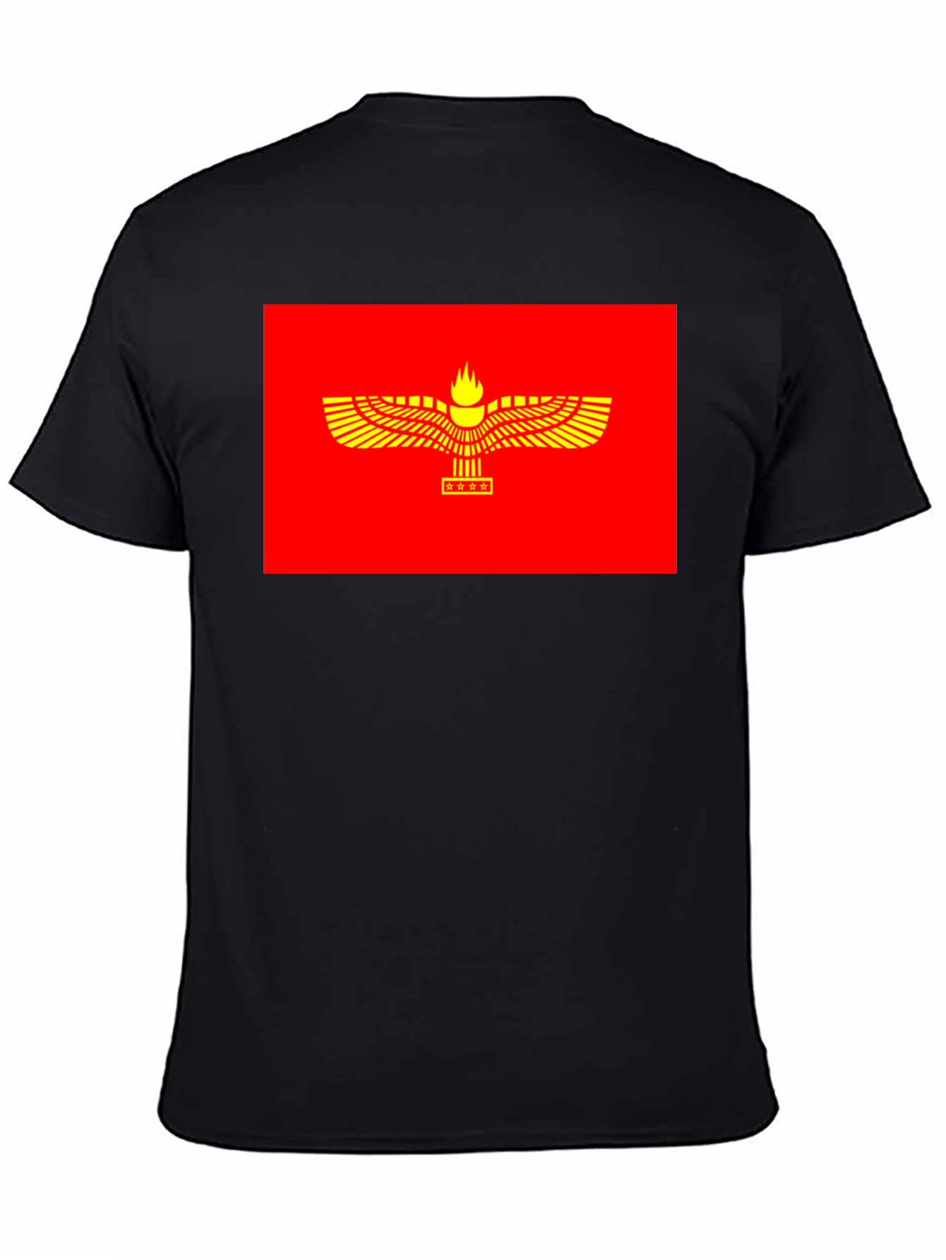 Faravahar Symbol Graphic Tee - Red & Gold