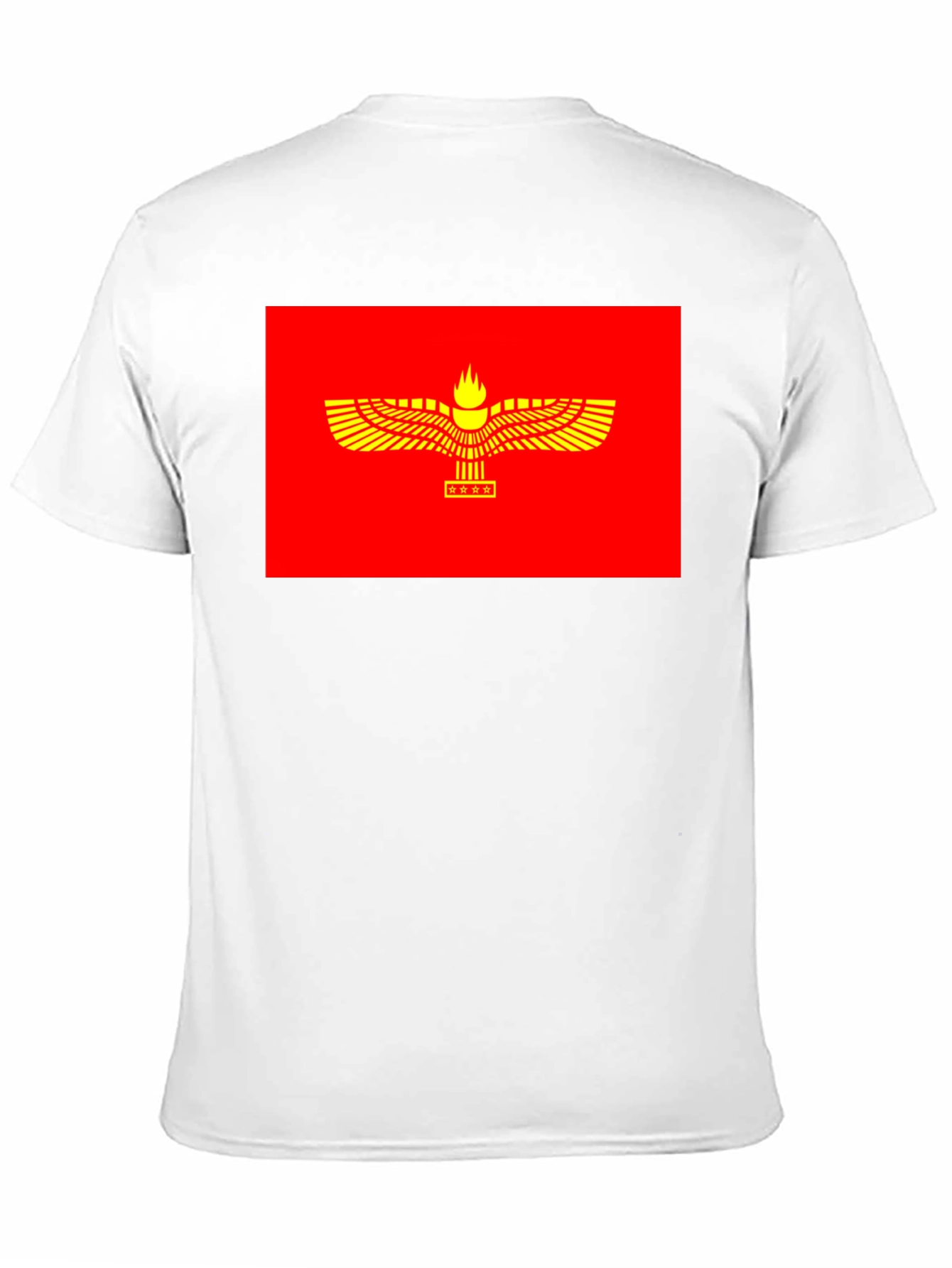 Faravahar Symbol Graphic Tee - Red & Gold