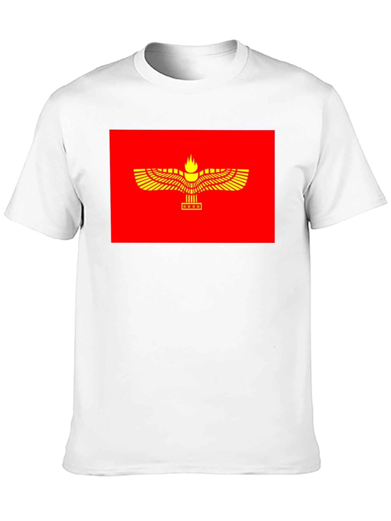 Faravahar Symbol Graphic Tee - Red & Gold