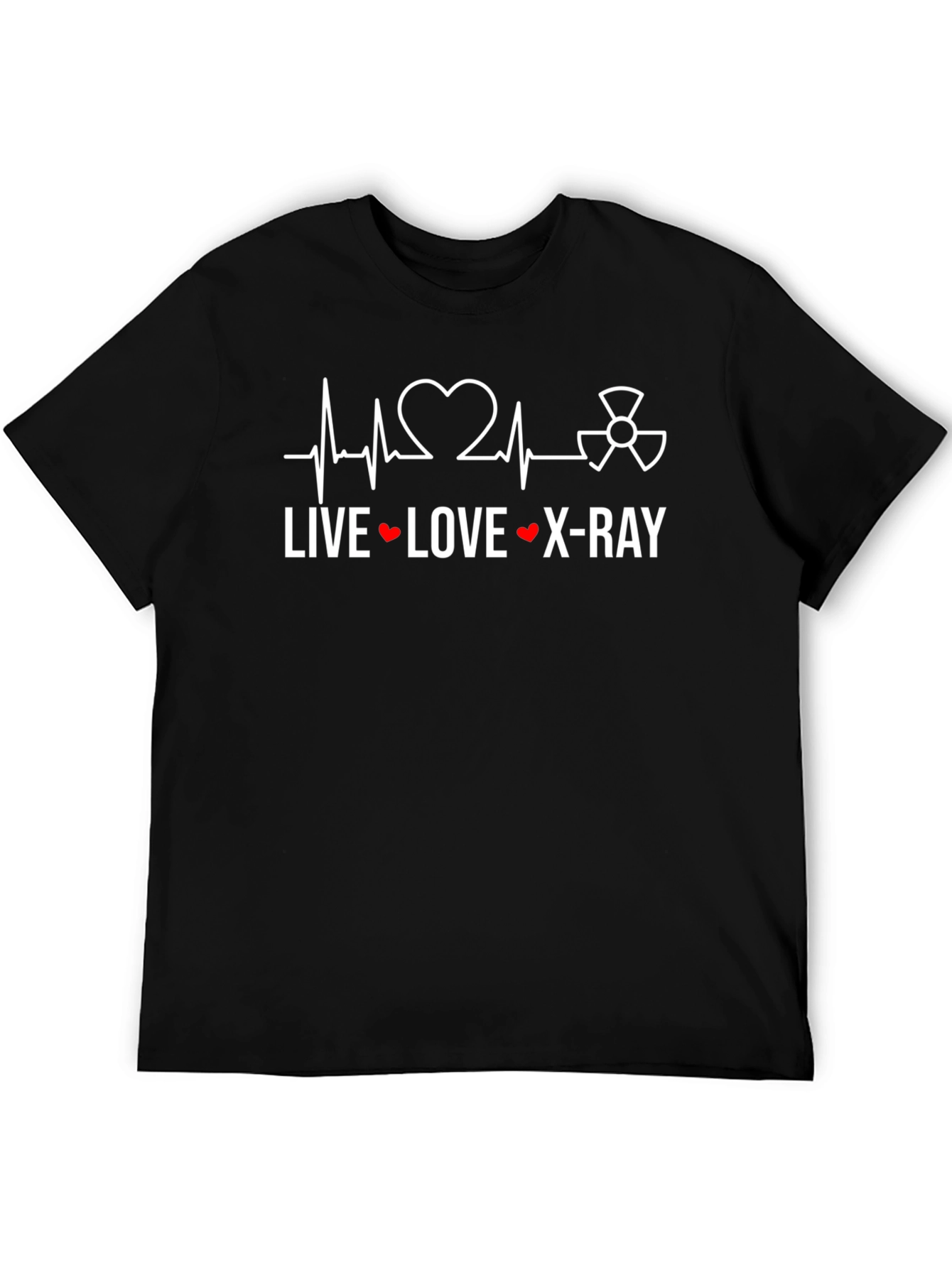 Live Love X-Ray Black T-Shirt Radiologist Heartbeat