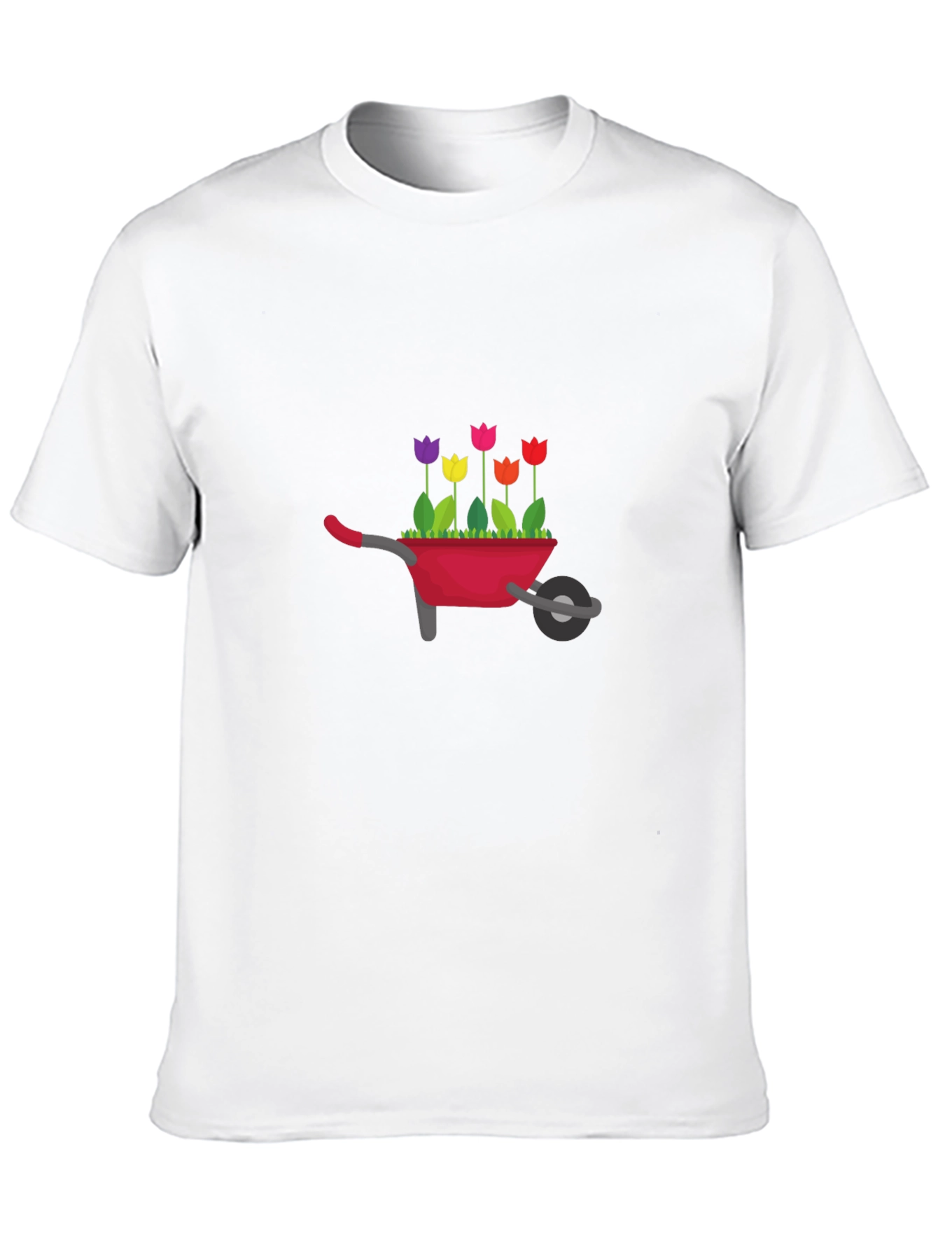 Whimsical Wheelbarrow Flowers Graphic T-Shirt