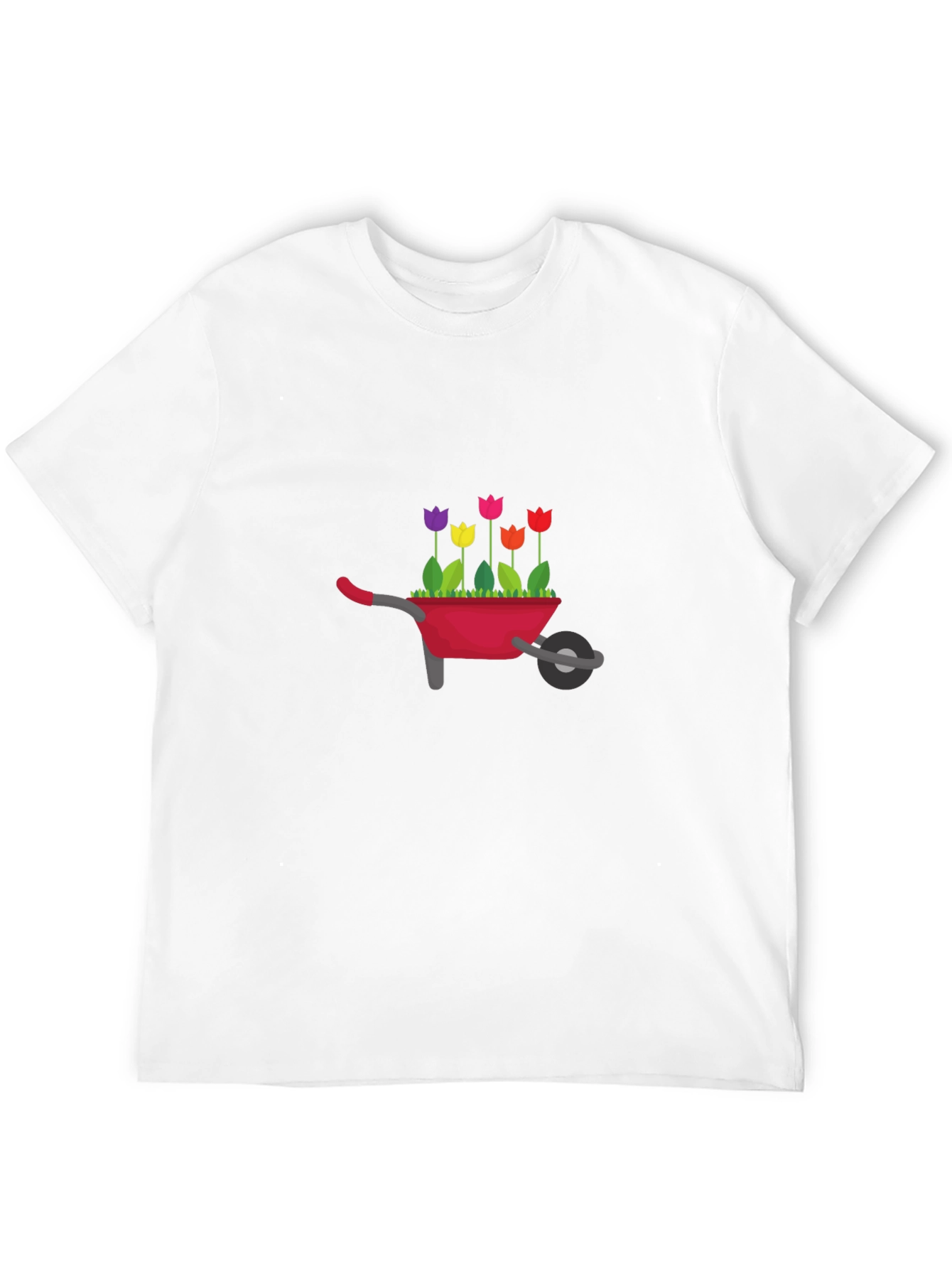 Whimsical Wheelbarrow Flowers Graphic T-Shirt