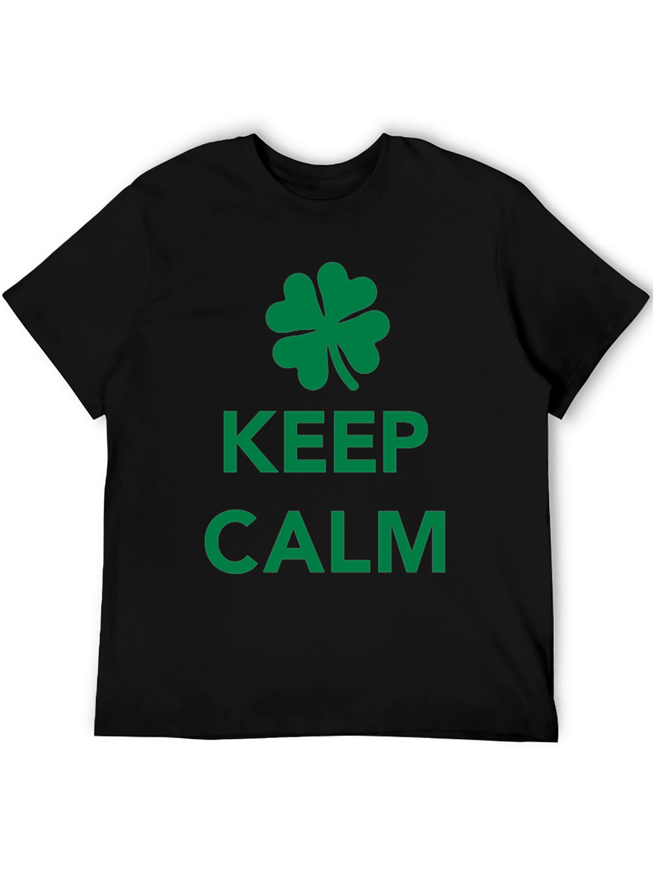 Keep Calm St. Patricks Day Clover Black T-Shirt