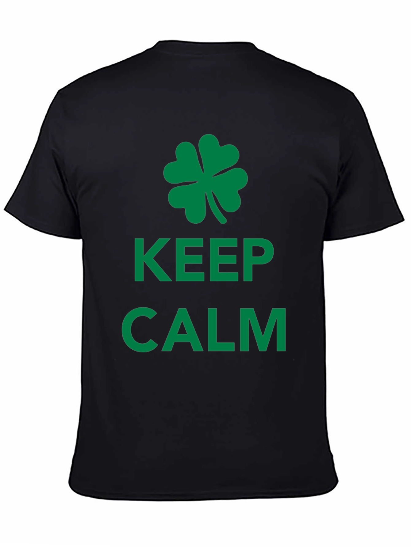Keep Calm St. Patricks Day Clover Black T-Shirt