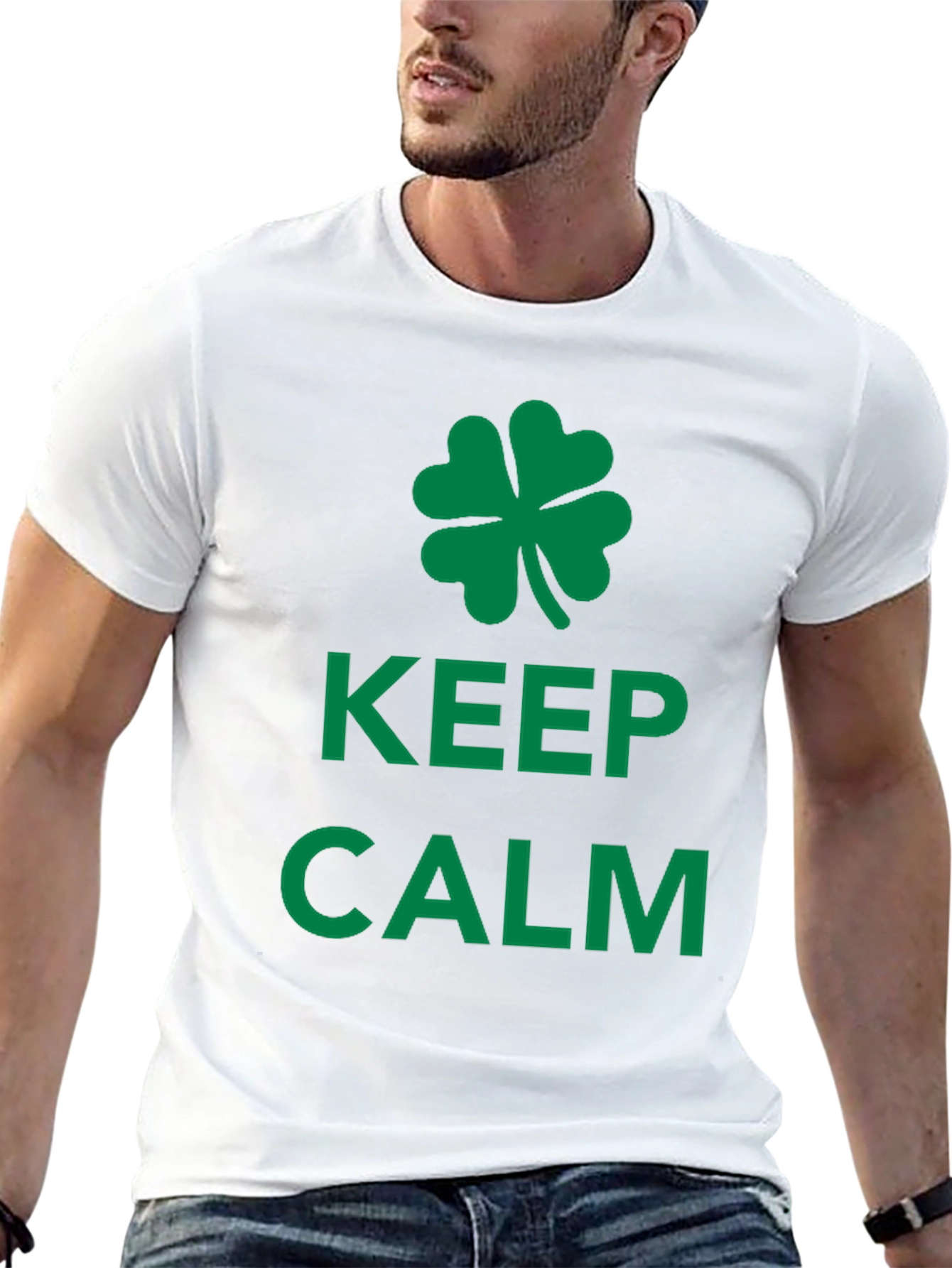Keep Calm St. Patricks Day Clover Black T-Shirt