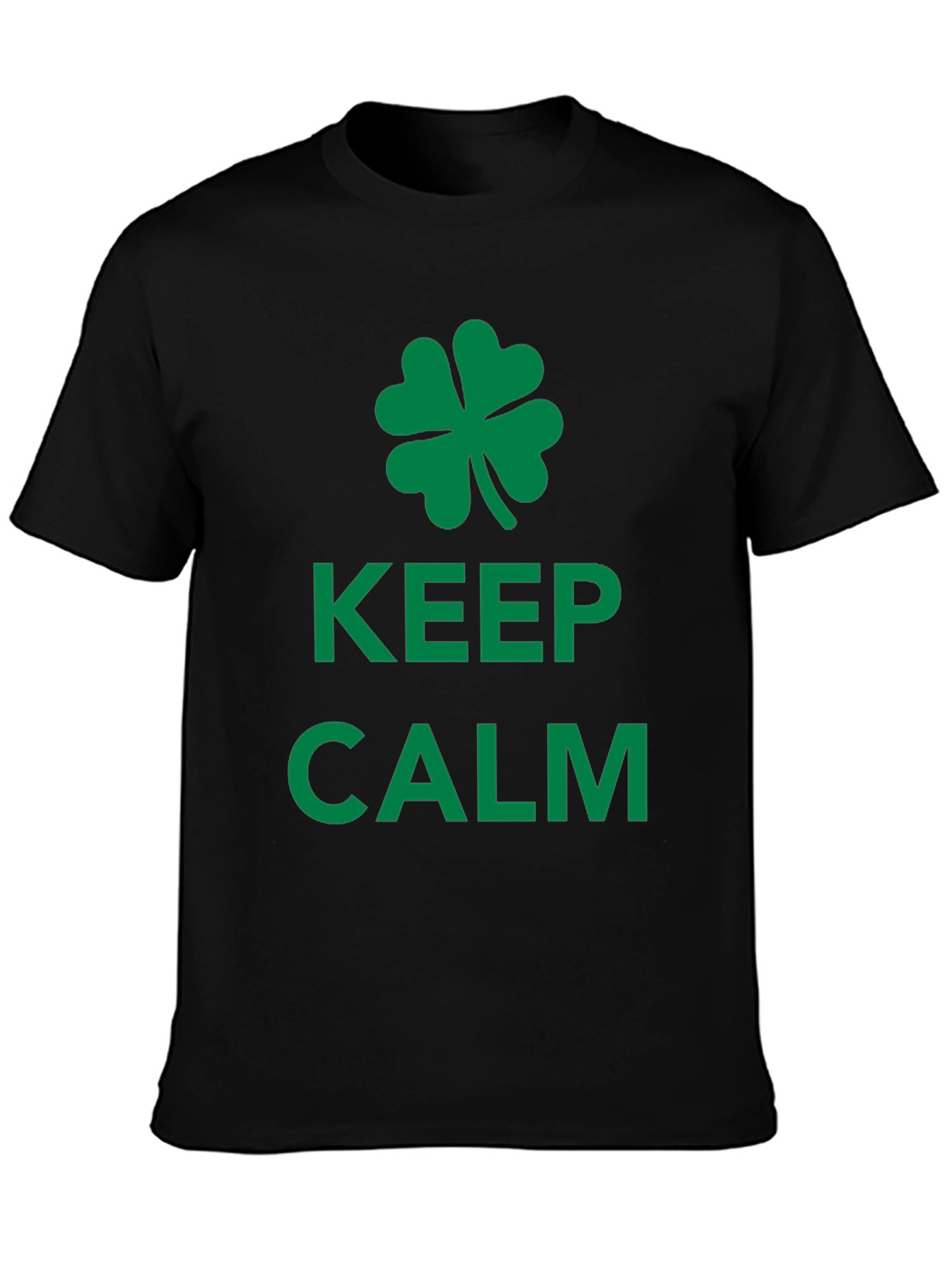 Keep Calm St. Patricks Day Clover Black T-Shirt
