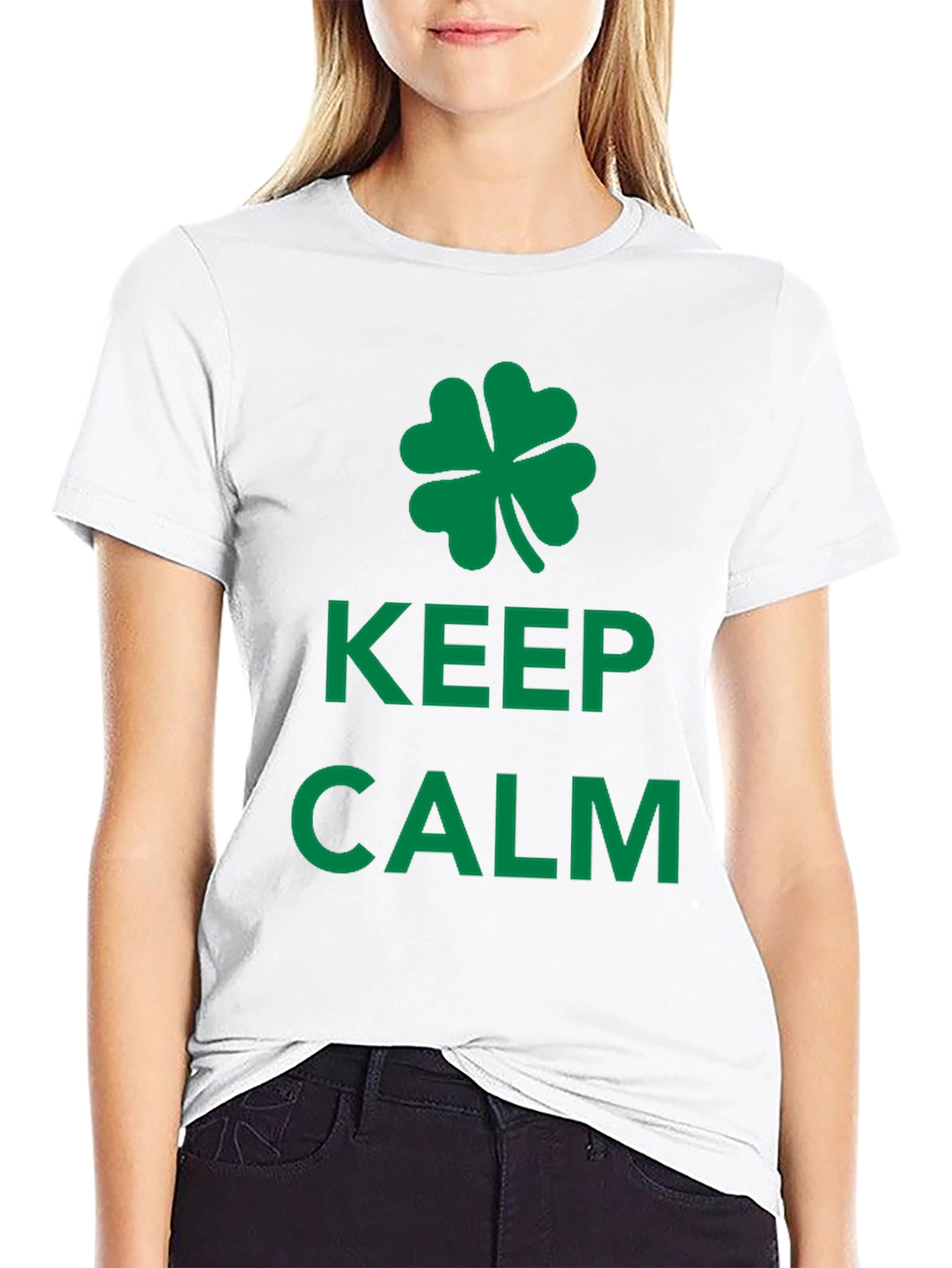 Keep Calm St. Patricks Day Clover Black T-Shirt