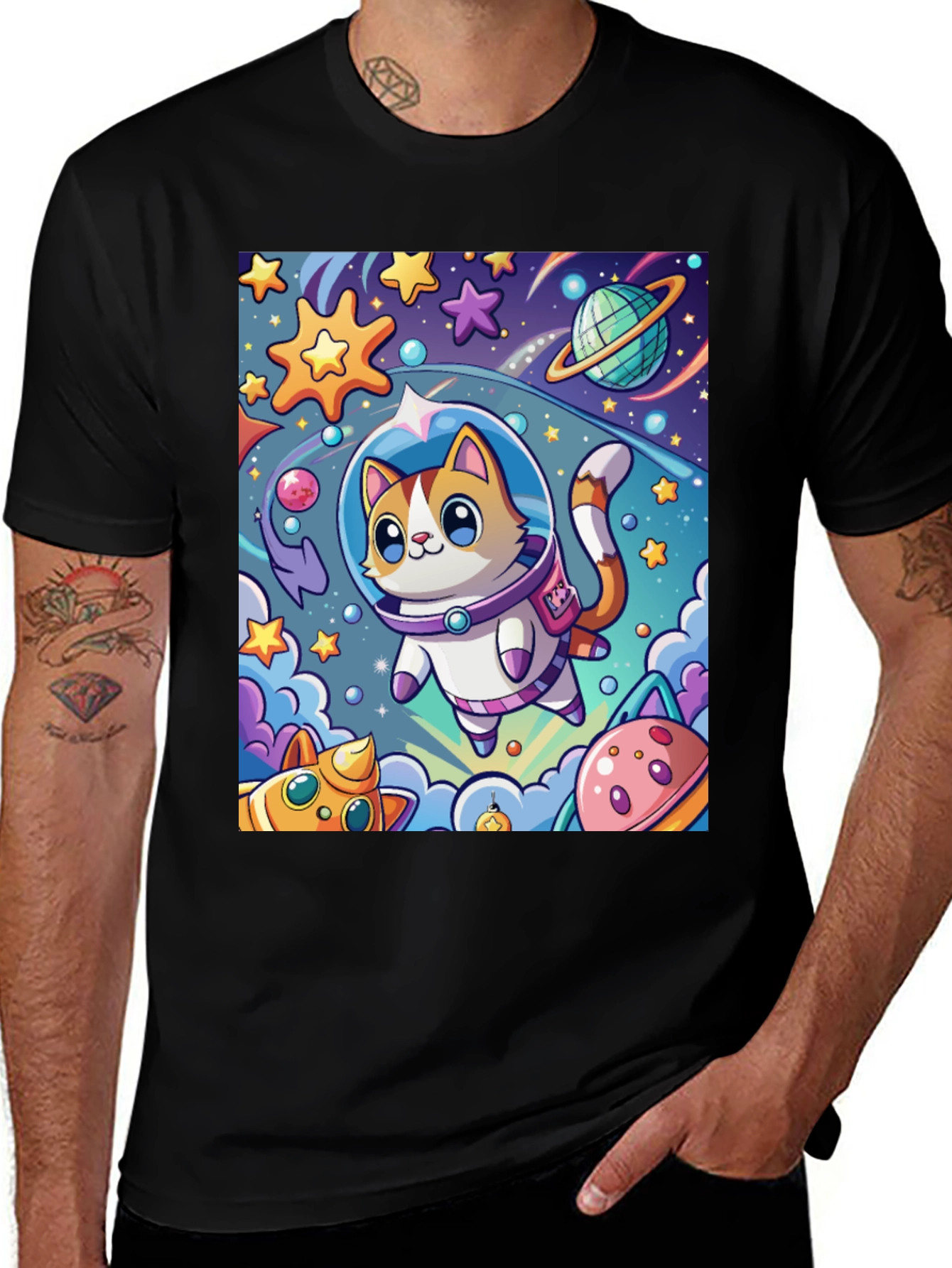 Cartoon Cat Astronaut Unisex T-Shirt