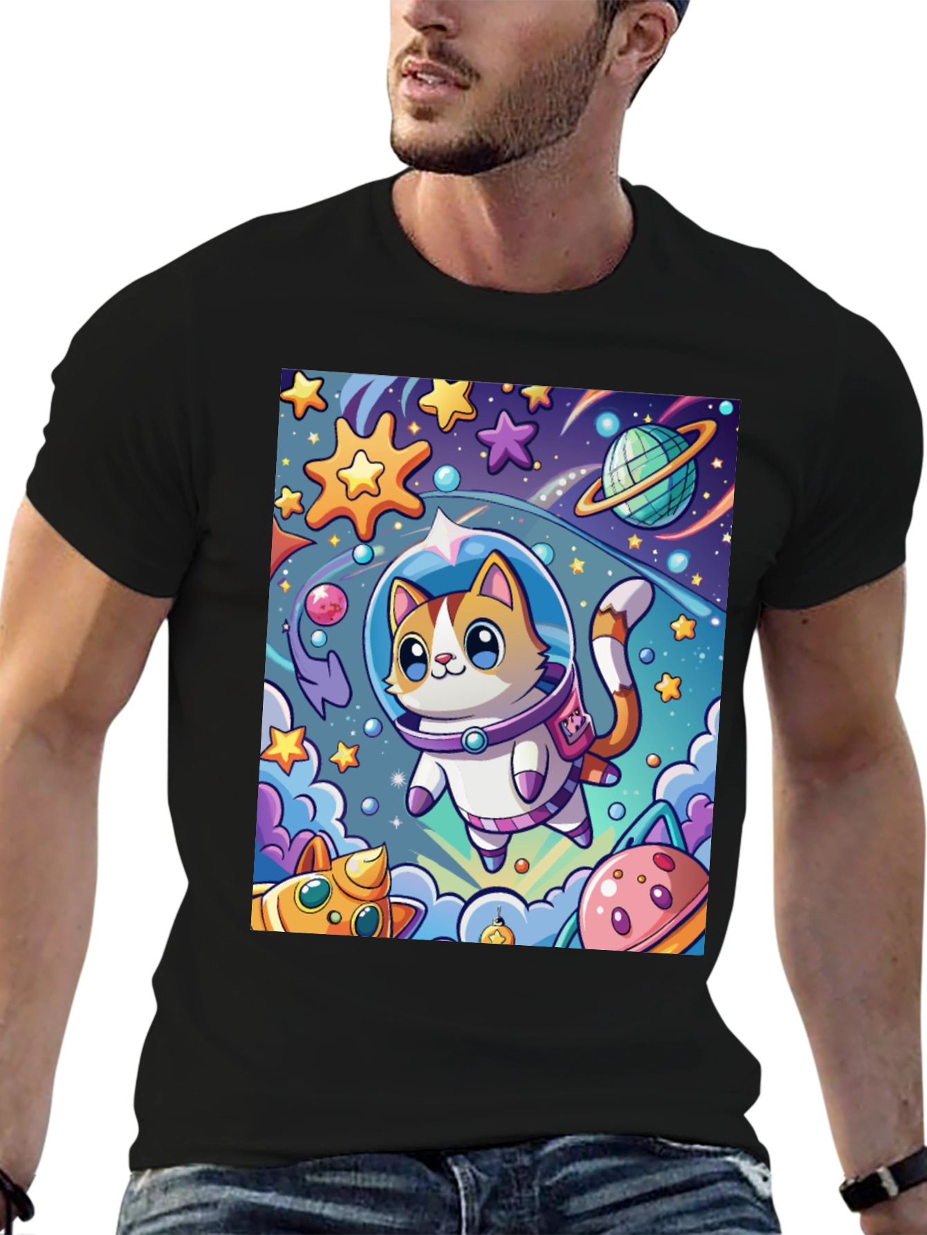 Cartoon Cat Astronaut Unisex T-Shirt