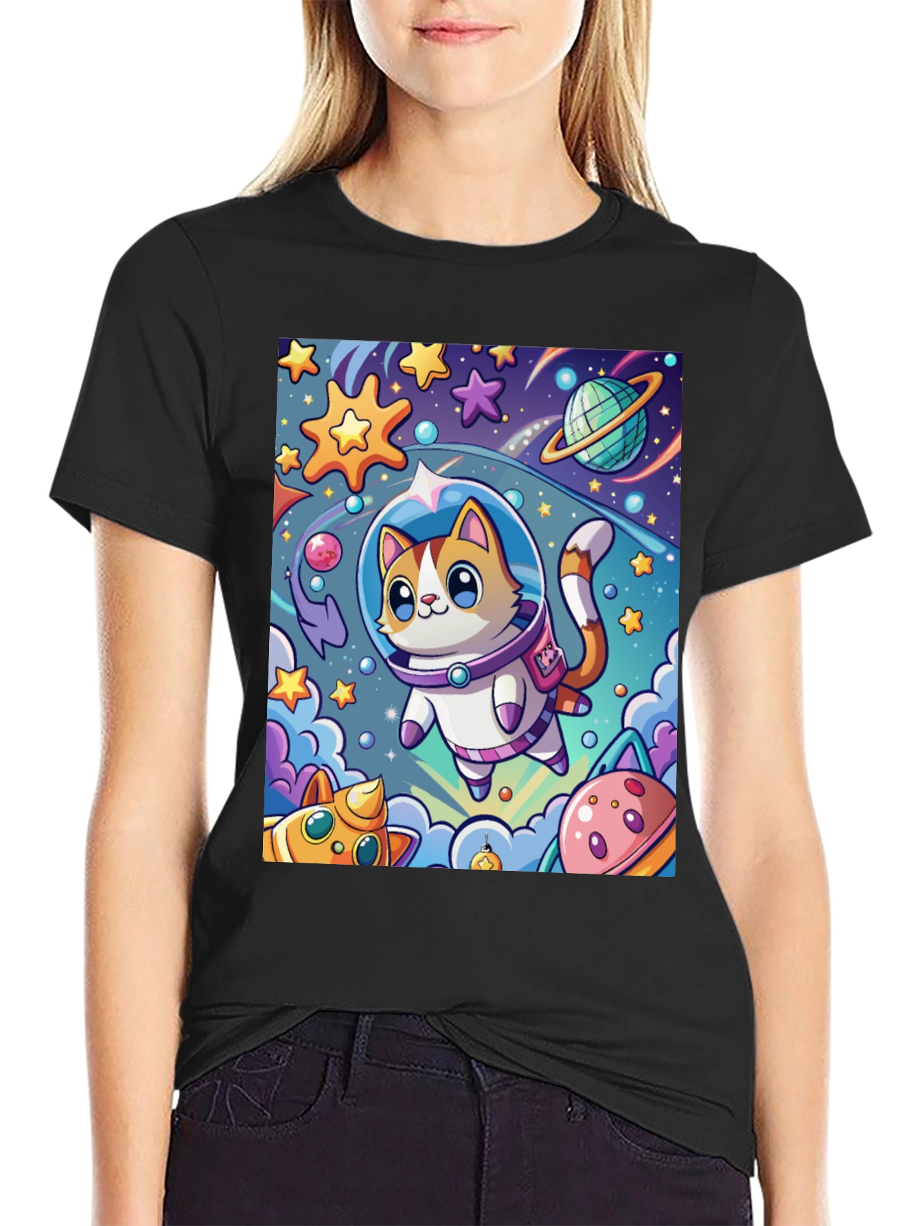 Cartoon Cat Astronaut Unisex T-Shirt