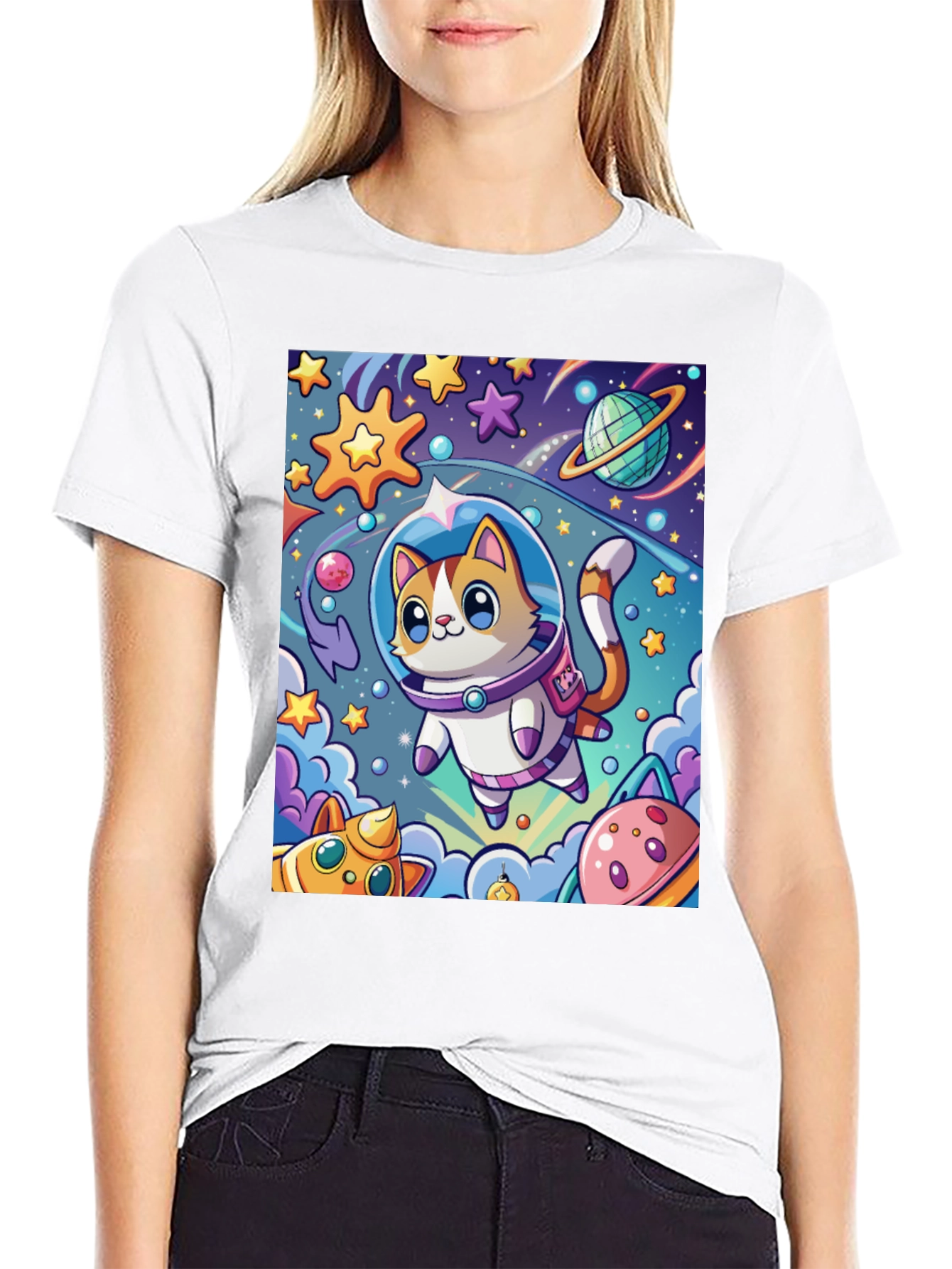 Cartoon Cat Astronaut Unisex T-Shirt