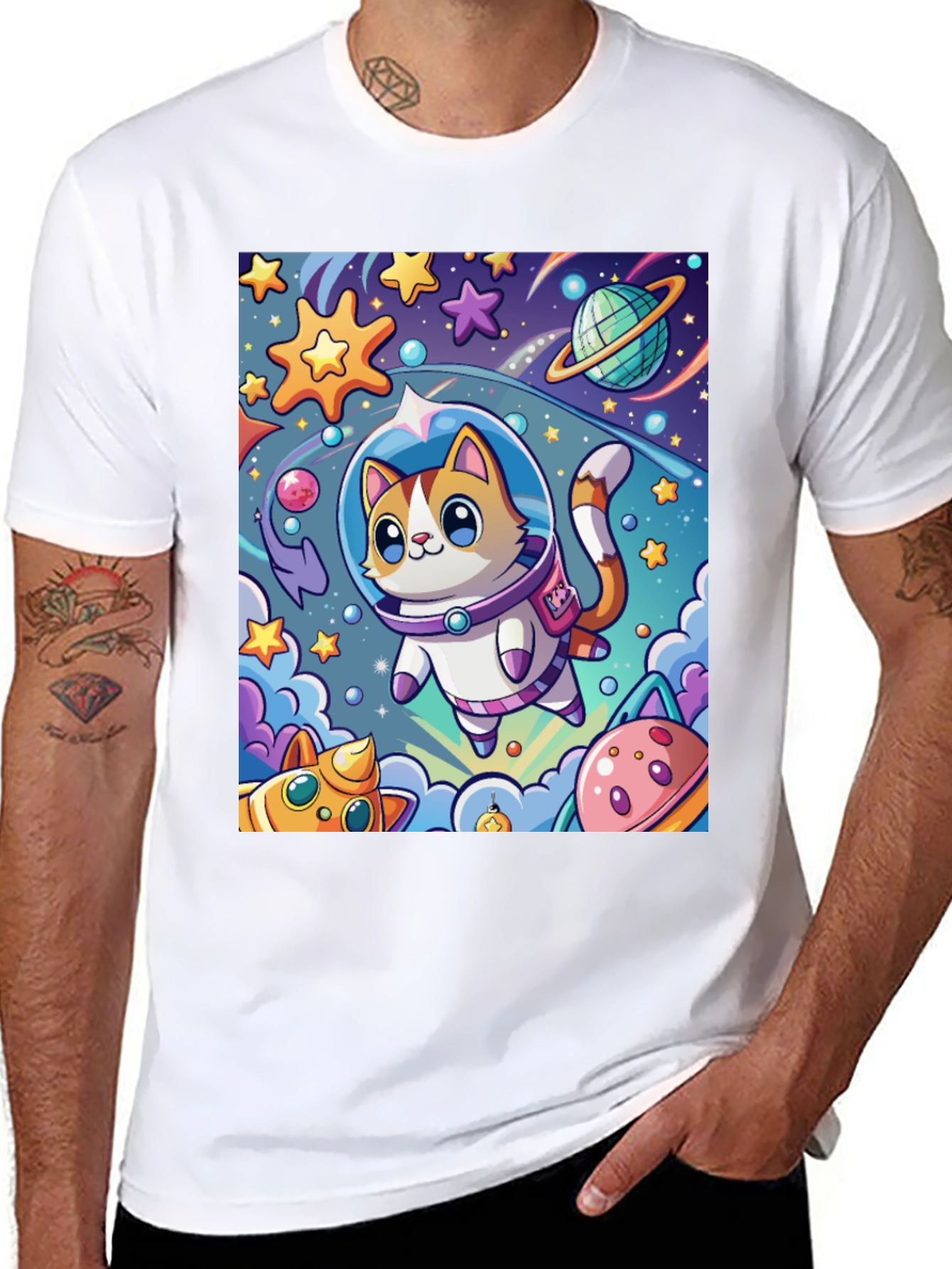 Cartoon Cat Astronaut Unisex T-Shirt