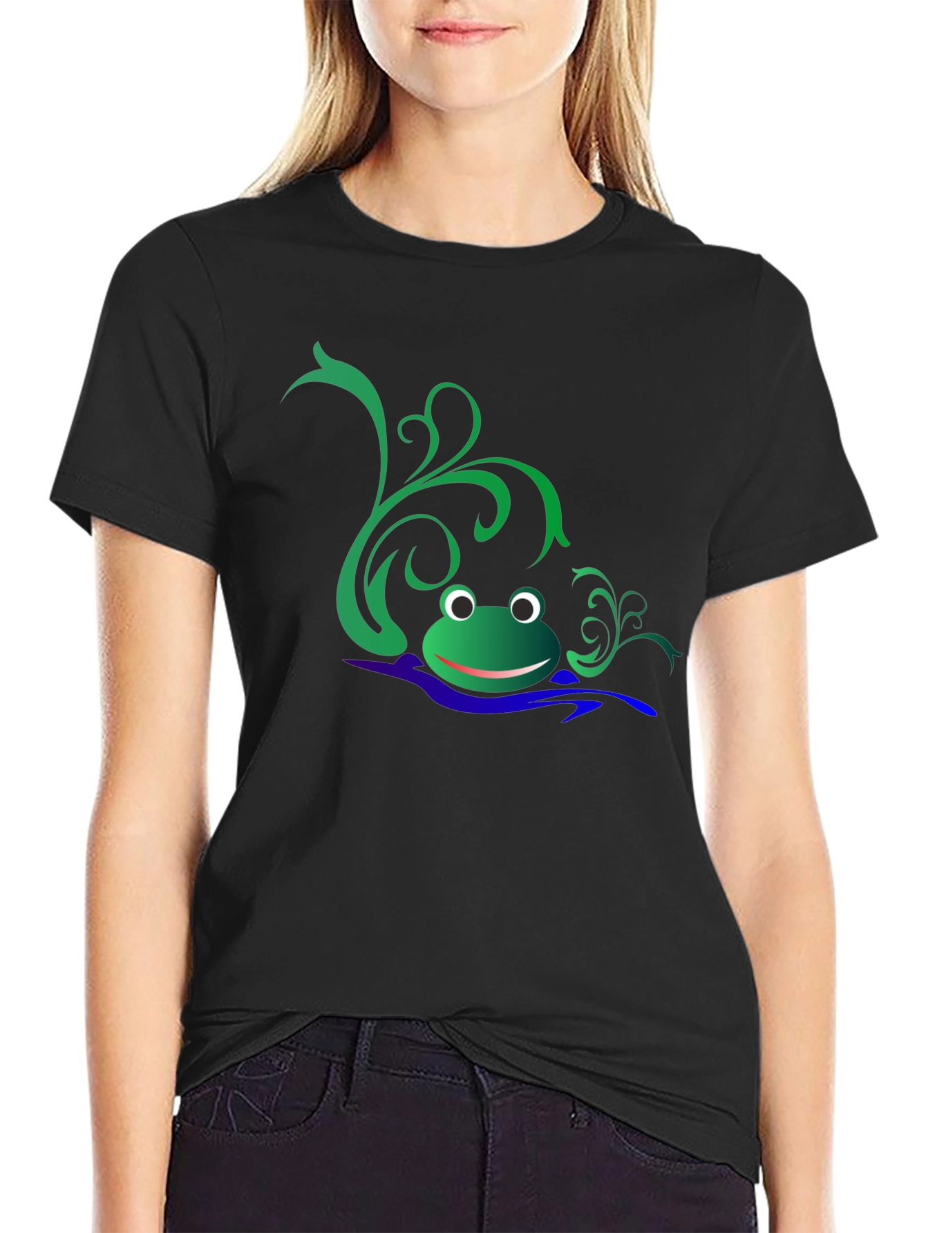 Fun Frog Graphic Black T-Shirt