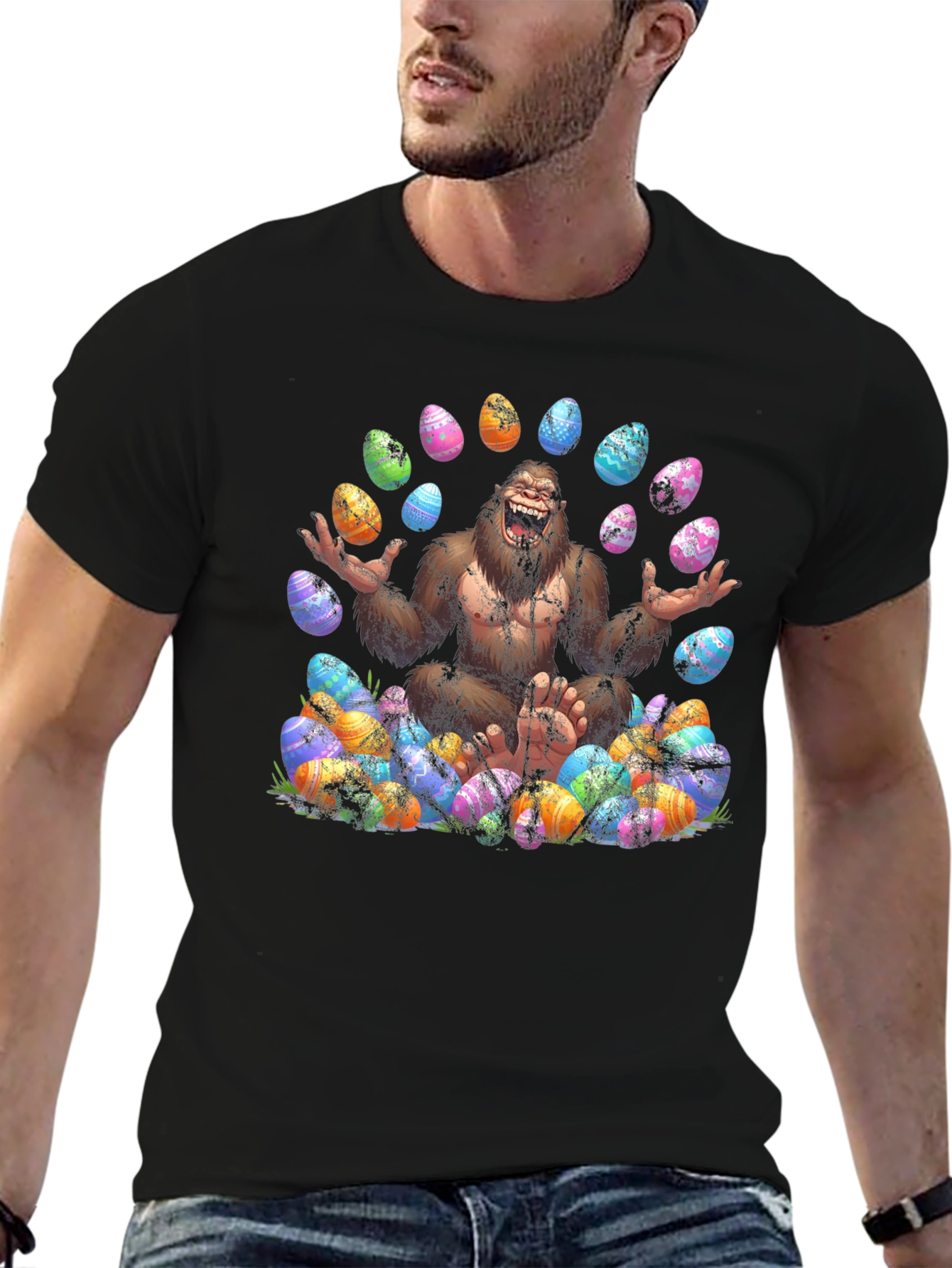 Bigfoot Easter Egg T-Shirt - Black
