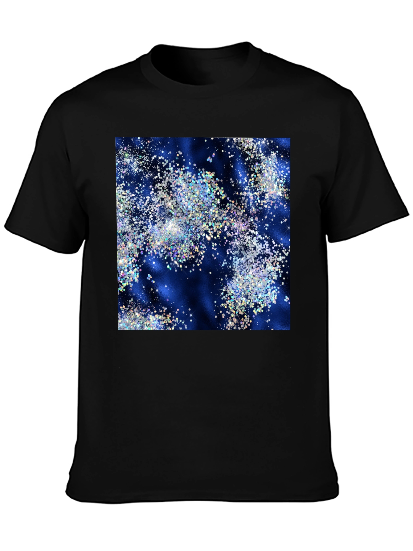 Sparkling Galaxy Print Black T-Shirt