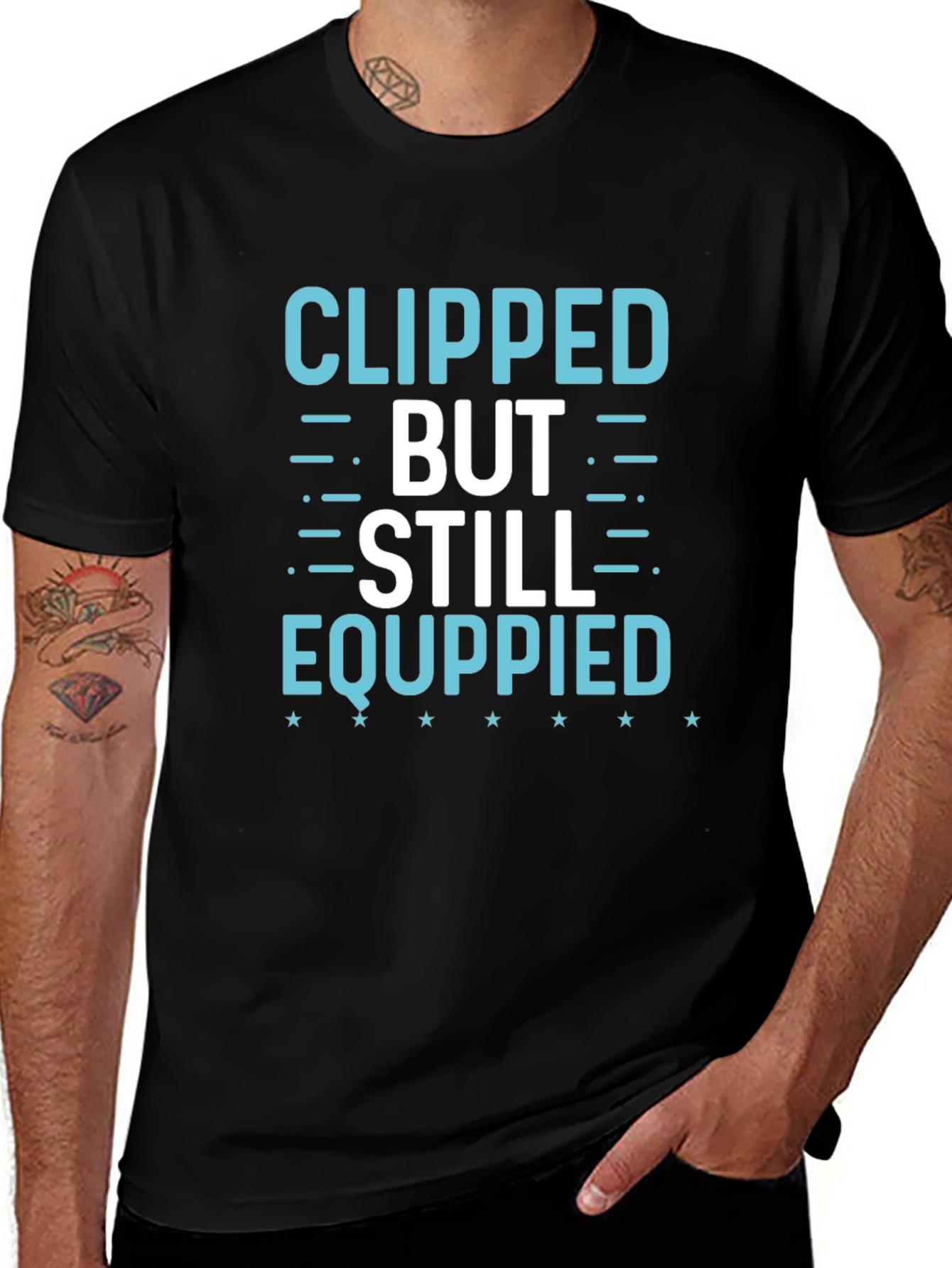 Clipped But Still Equippied Black Graphic Tee