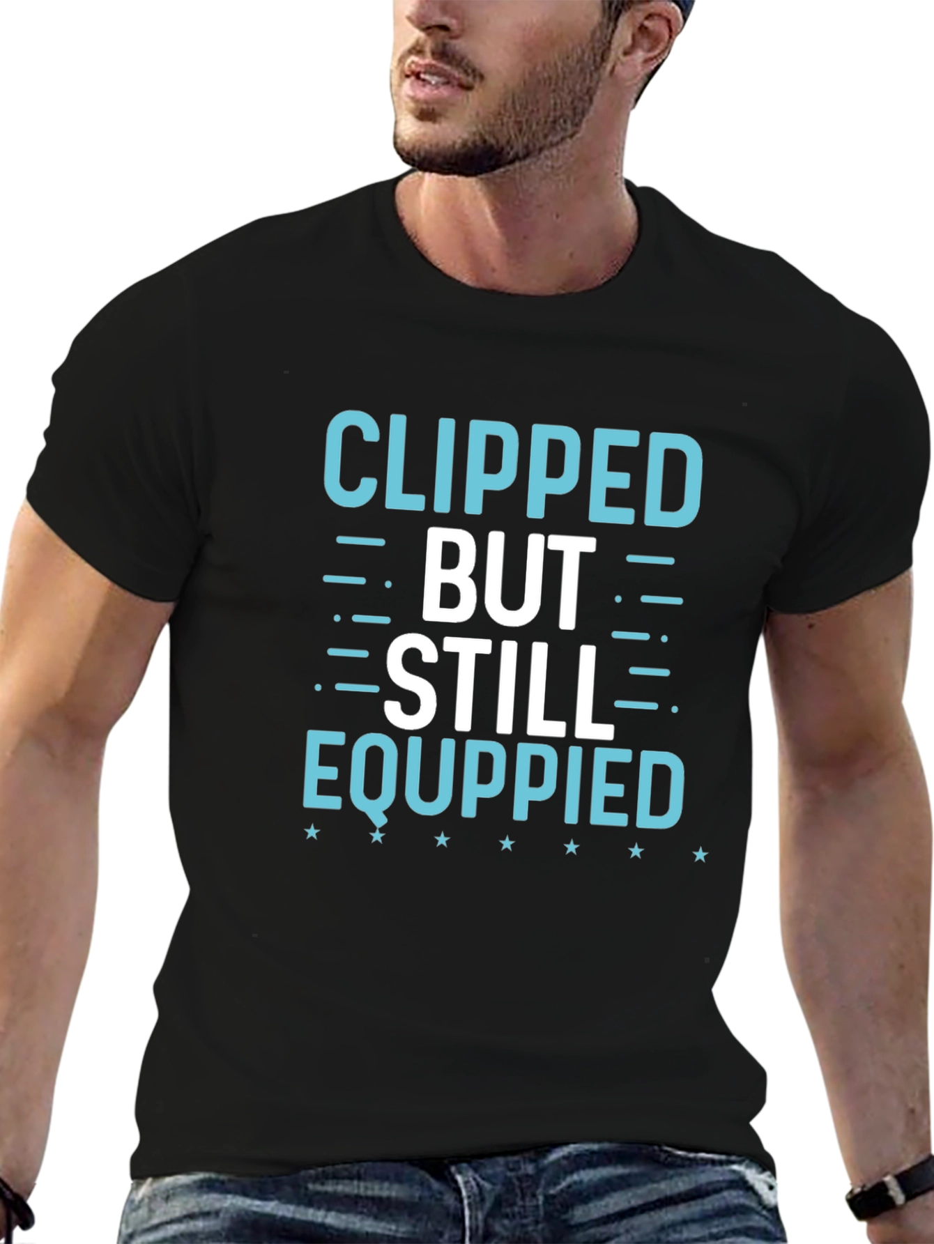 Clipped But Still Equippied Black Graphic Tee