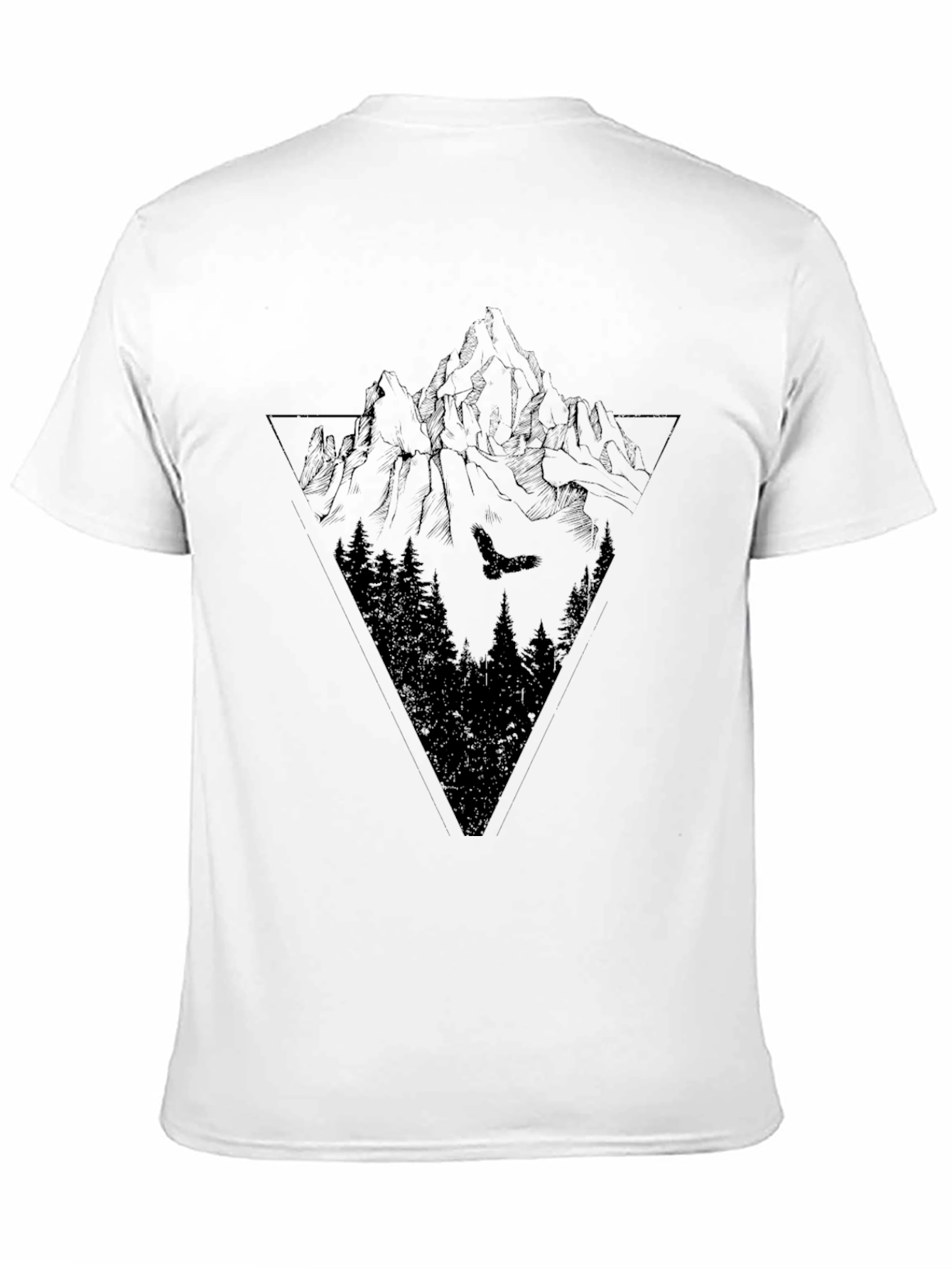 Mountain & Eagle Graphic Tee - Black Cotton Blend
