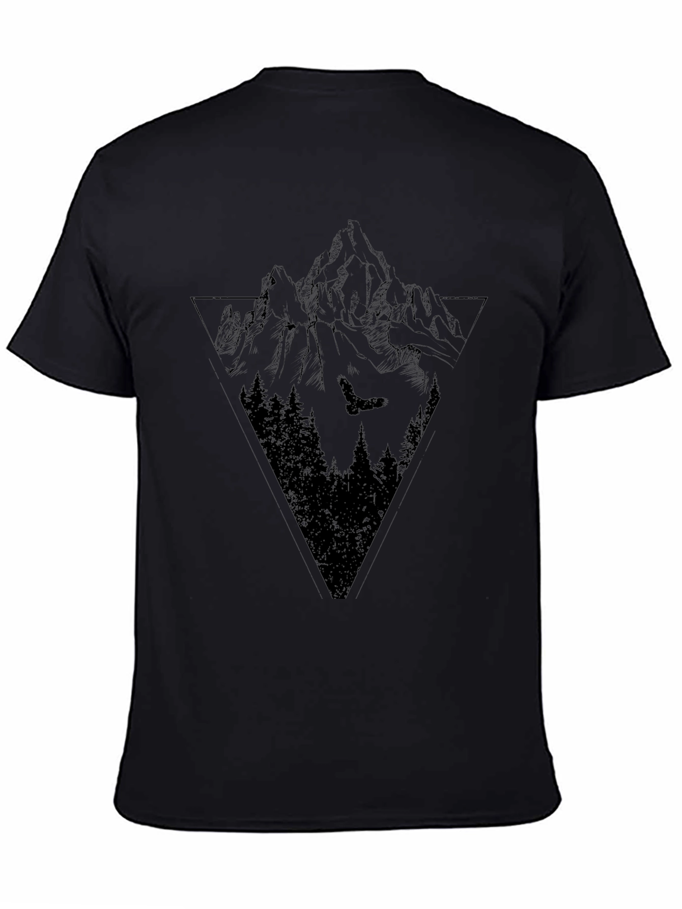 Mountain & Eagle Graphic Tee - Black Cotton Blend