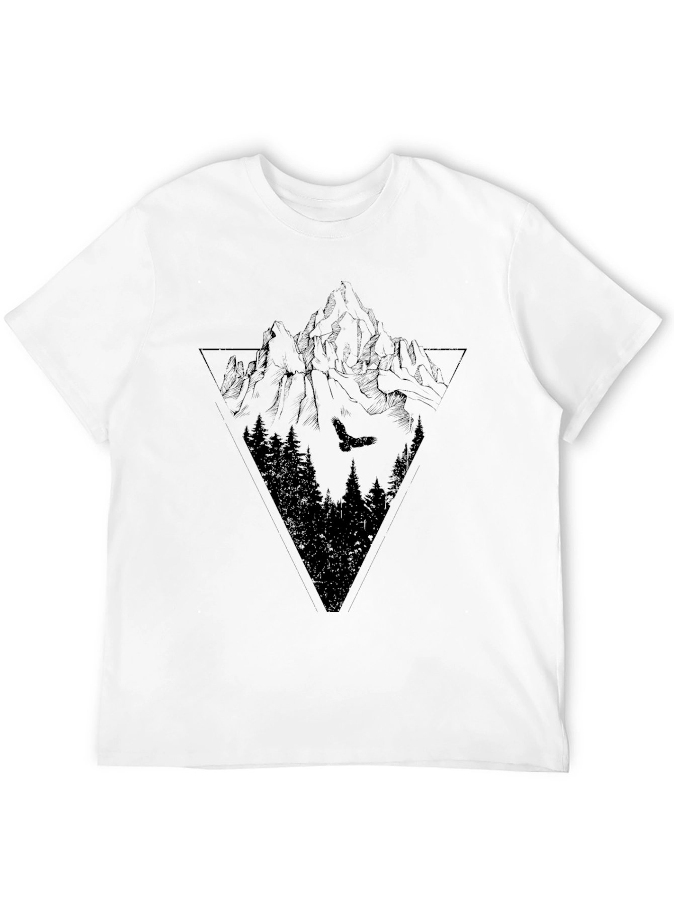 Mountain & Eagle Graphic Tee - Black Cotton Blend