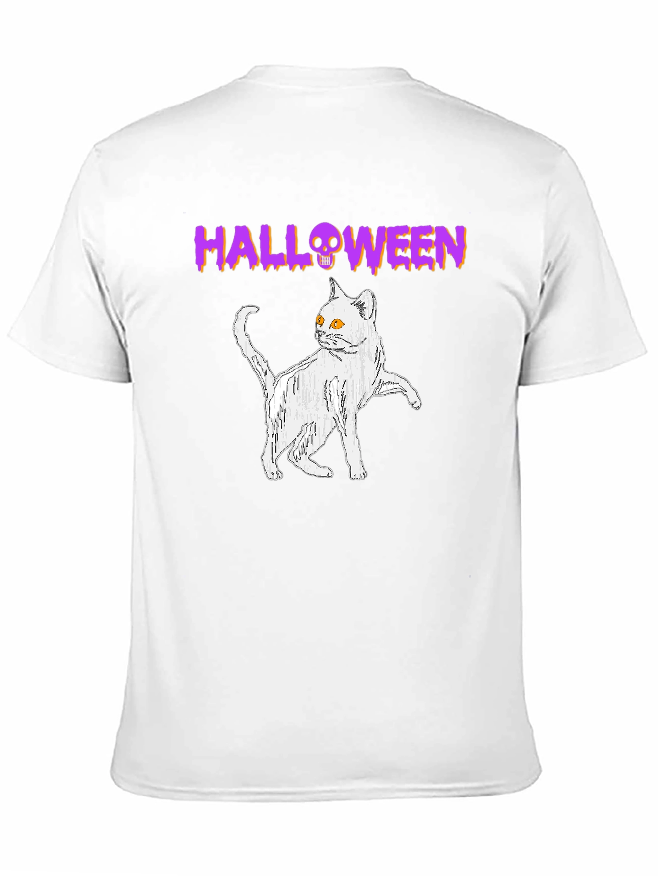 Halloween Cat Graphic Tee - Spooky Season Shirt