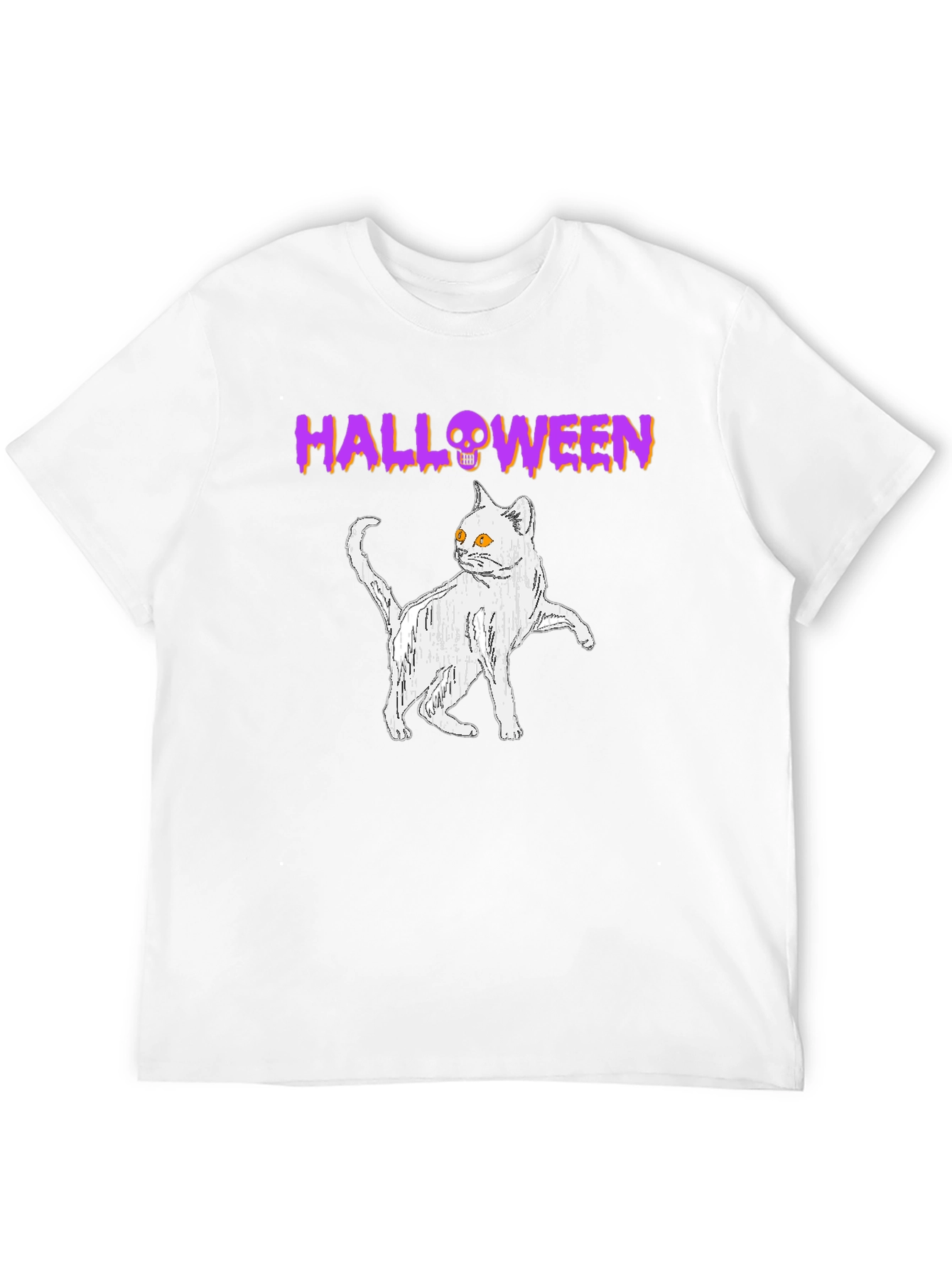 Halloween Cat Graphic Tee - Spooky Season Shirt