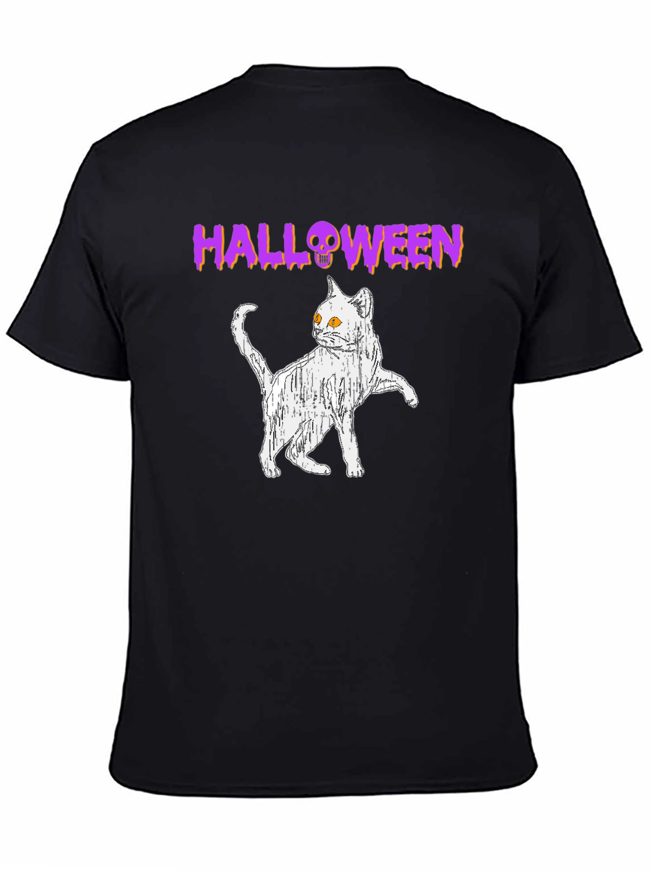 Halloween Cat Graphic Tee - Spooky Season Shirt