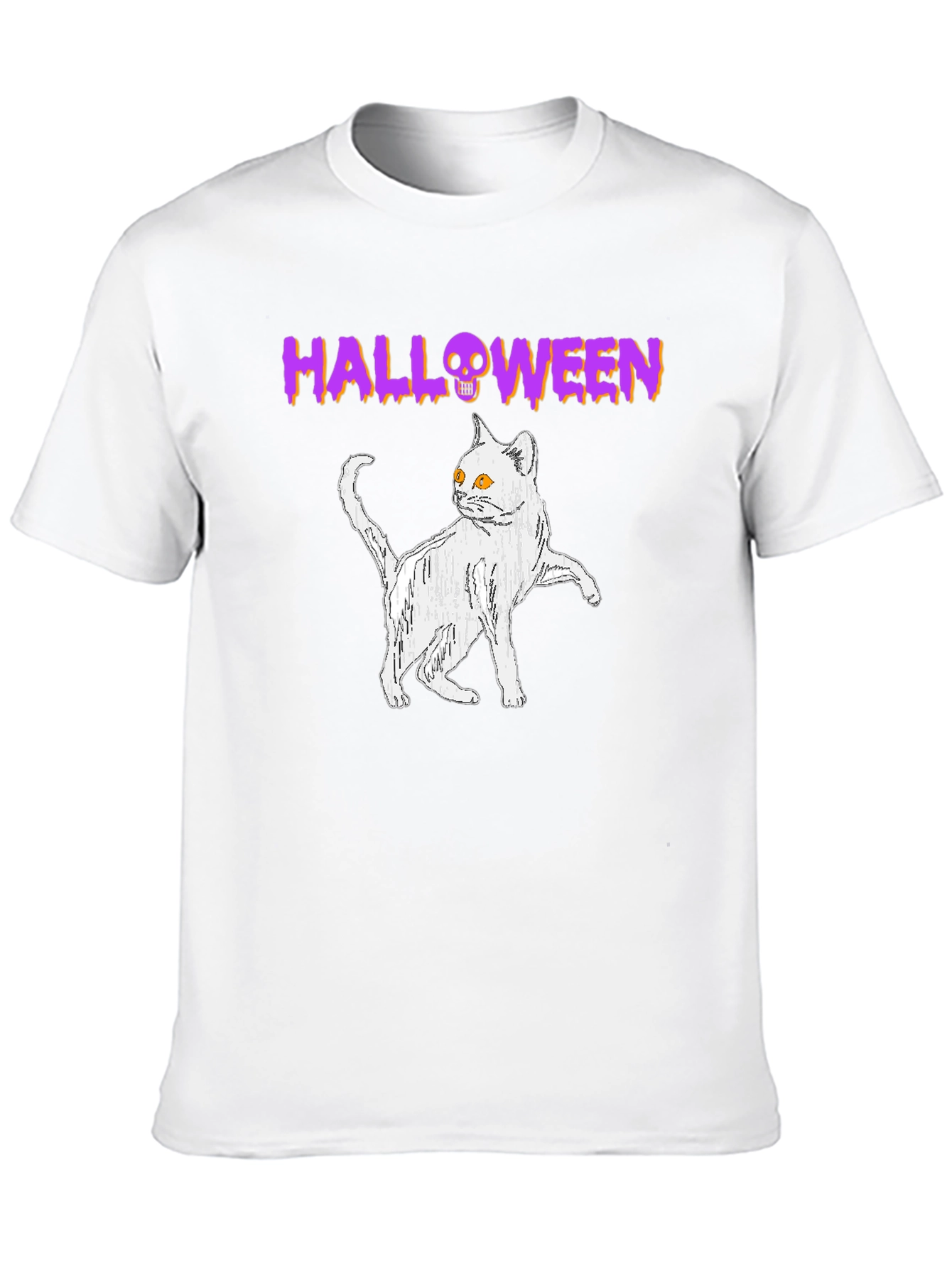Halloween Cat Graphic Tee - Spooky Season Shirt