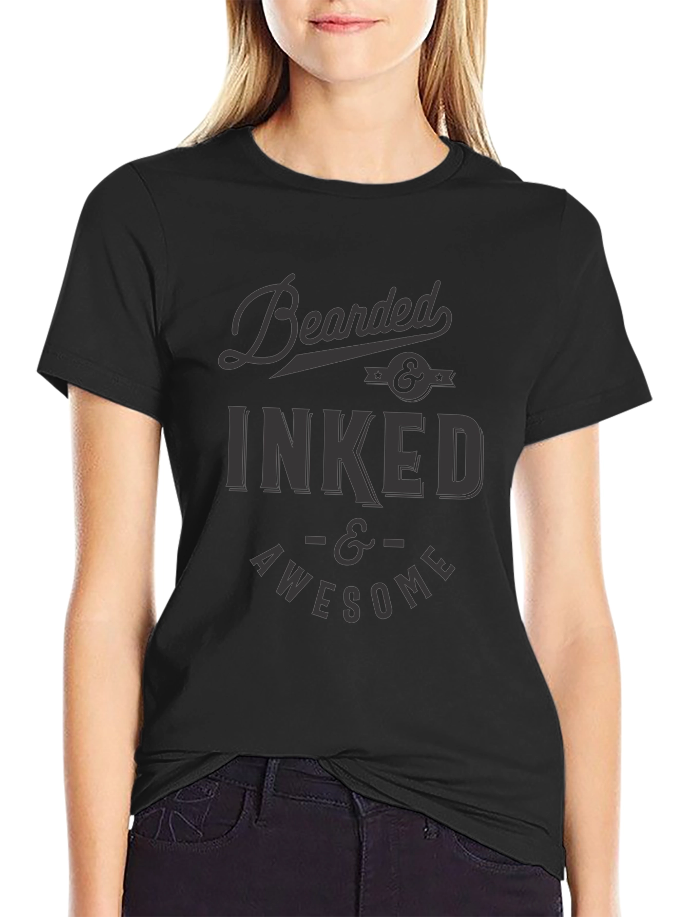 Bearded Inked and Awesome Black T-Shirt