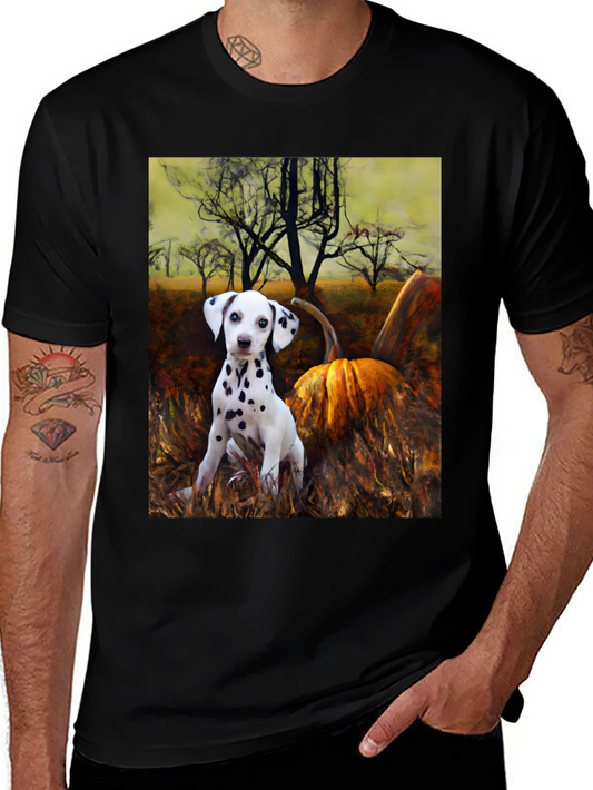 Dalmatian Puppy & Pumpkin T-Shirt - Autumn Vibes