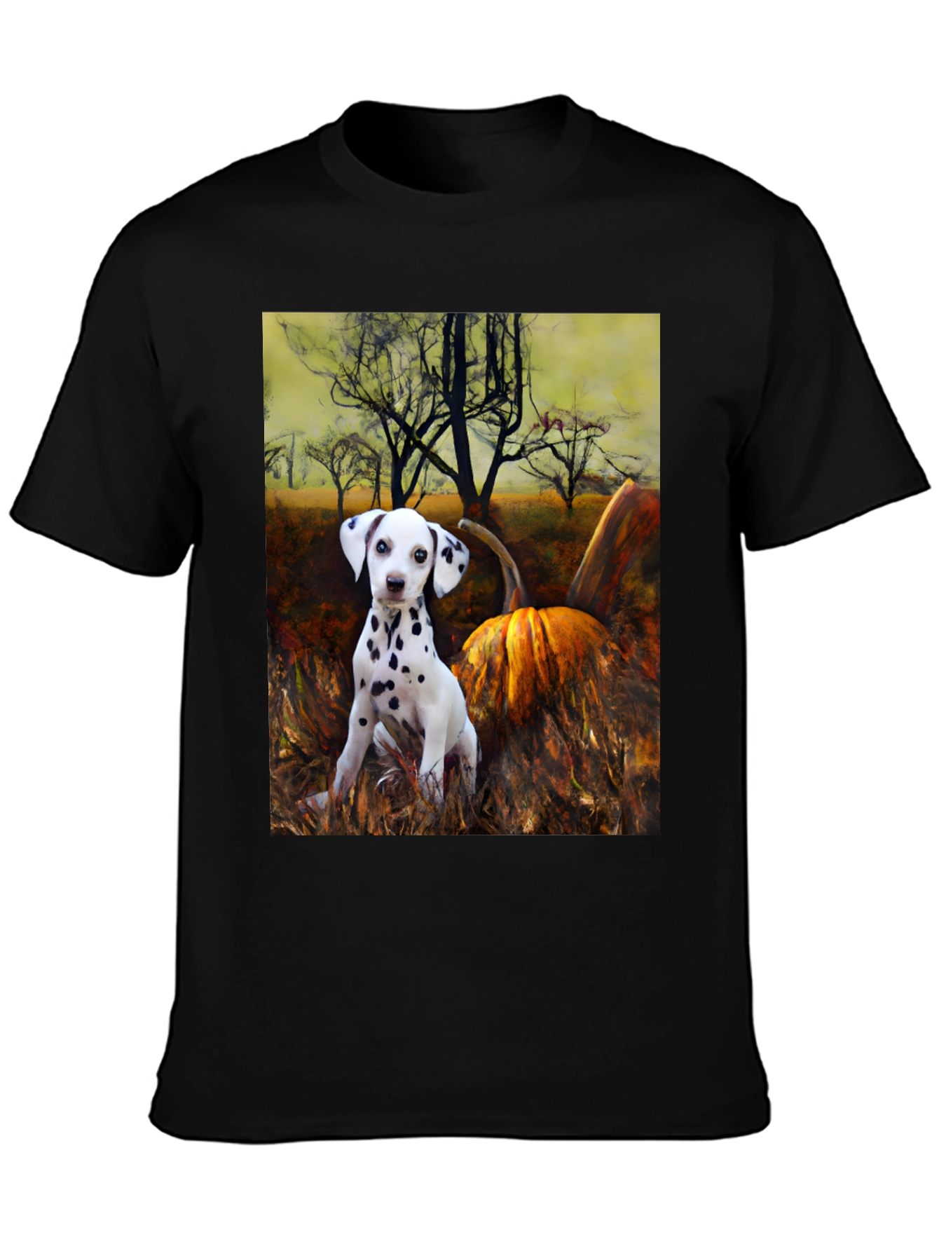Dalmatian Puppy & Pumpkin T-Shirt - Autumn Vibes