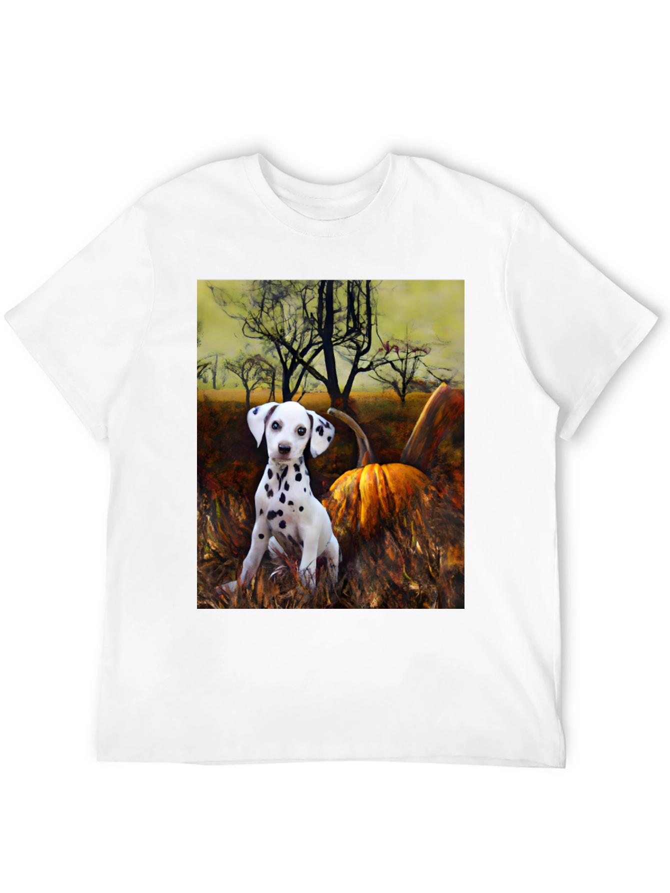 Dalmatian Puppy & Pumpkin T-Shirt - Autumn Vibes