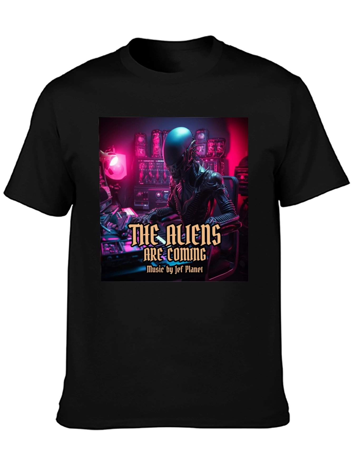 The Aliens Are Coming Black T-Shirt