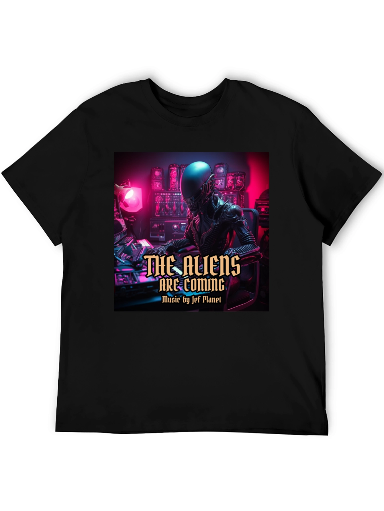 The Aliens Are Coming Black T-Shirt