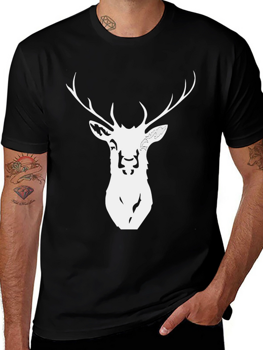 Stag Graphic Tee - Black Deer Head Design