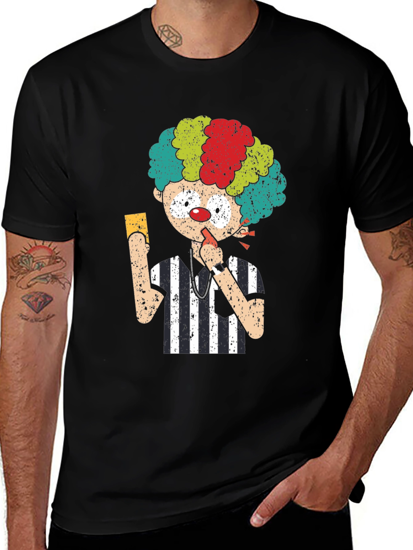 Clown Referee Graphic Tee - Novelty Humor T-Shirt