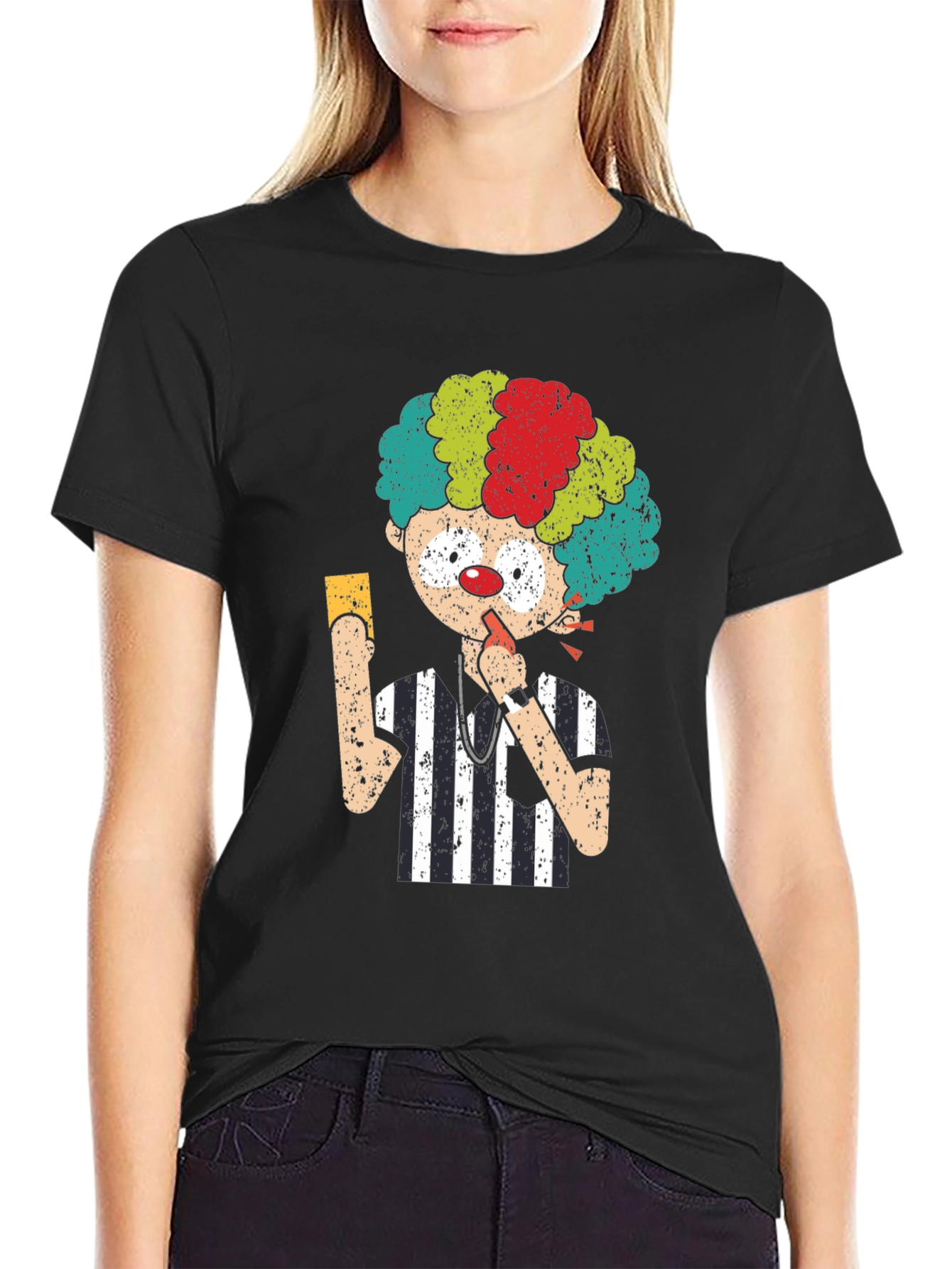 Clown Referee Graphic Tee - Novelty Humor T-Shirt