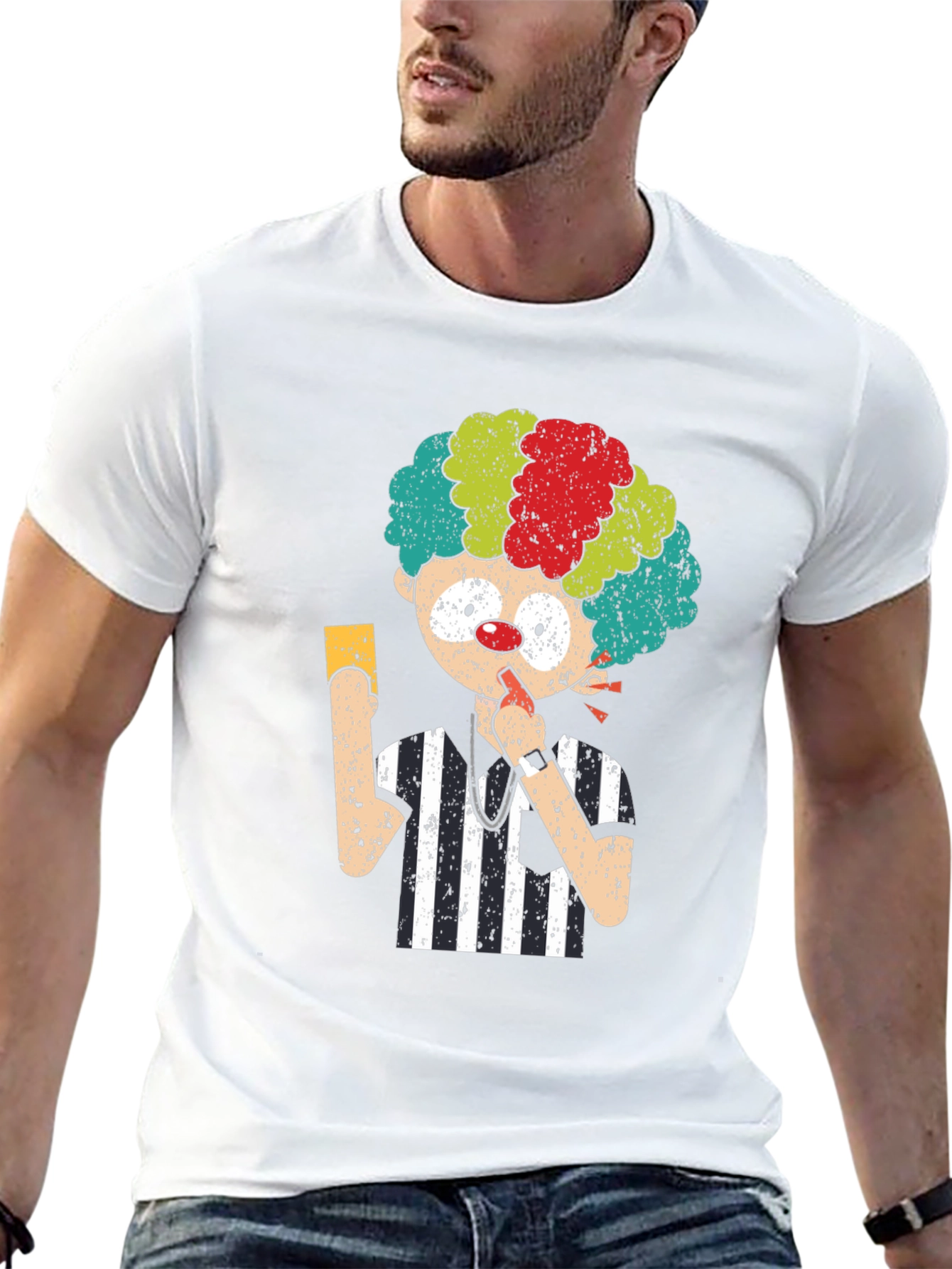 Clown Referee Graphic Tee - Novelty Humor T-Shirt