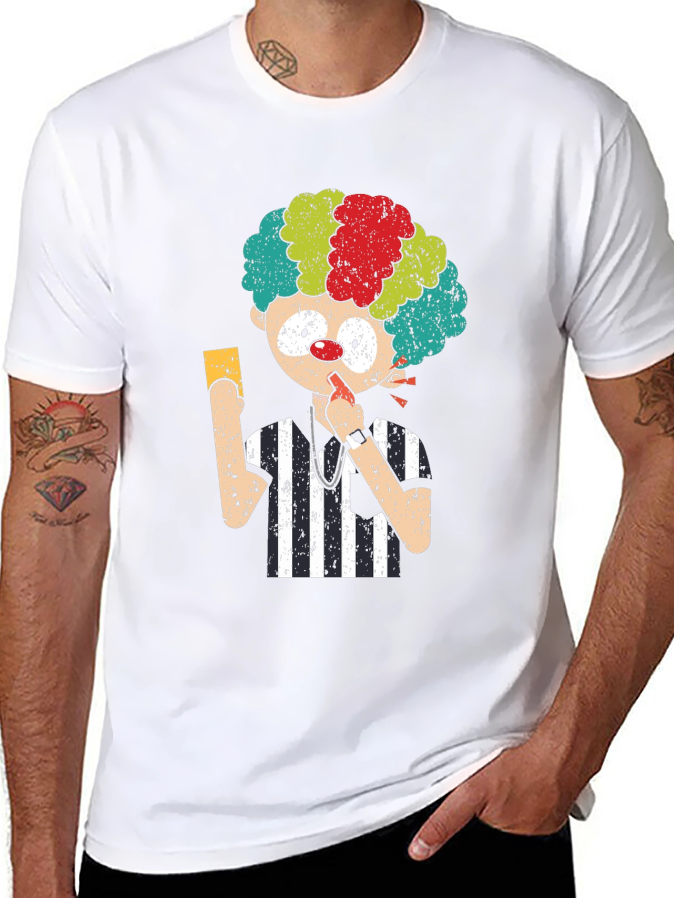 Clown Referee Graphic Tee - Novelty Humor T-Shirt
