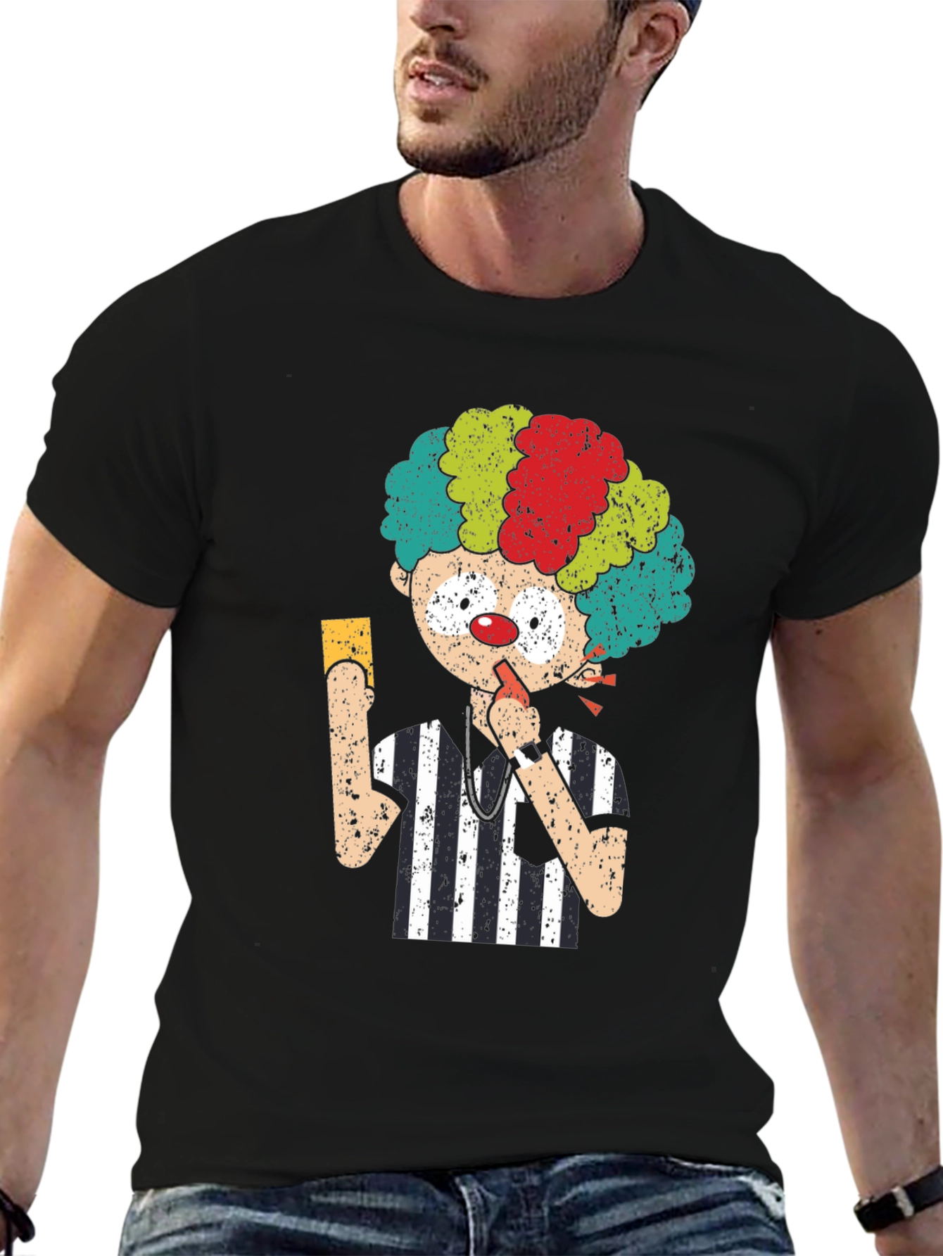 Clown Referee Graphic Tee - Novelty Humor T-Shirt