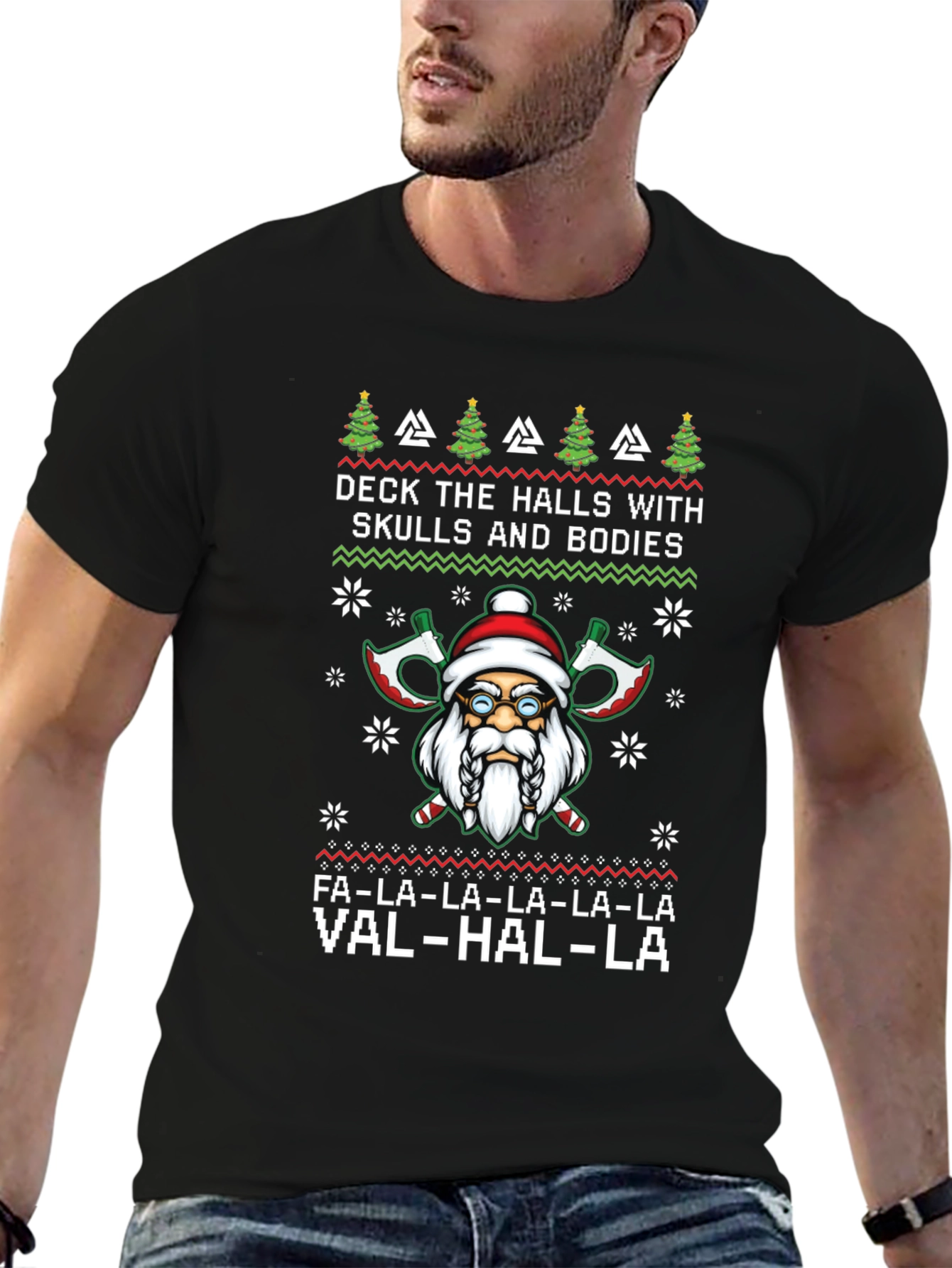 Viking Santa Ugly Christmas Sweater Style T-Shirt