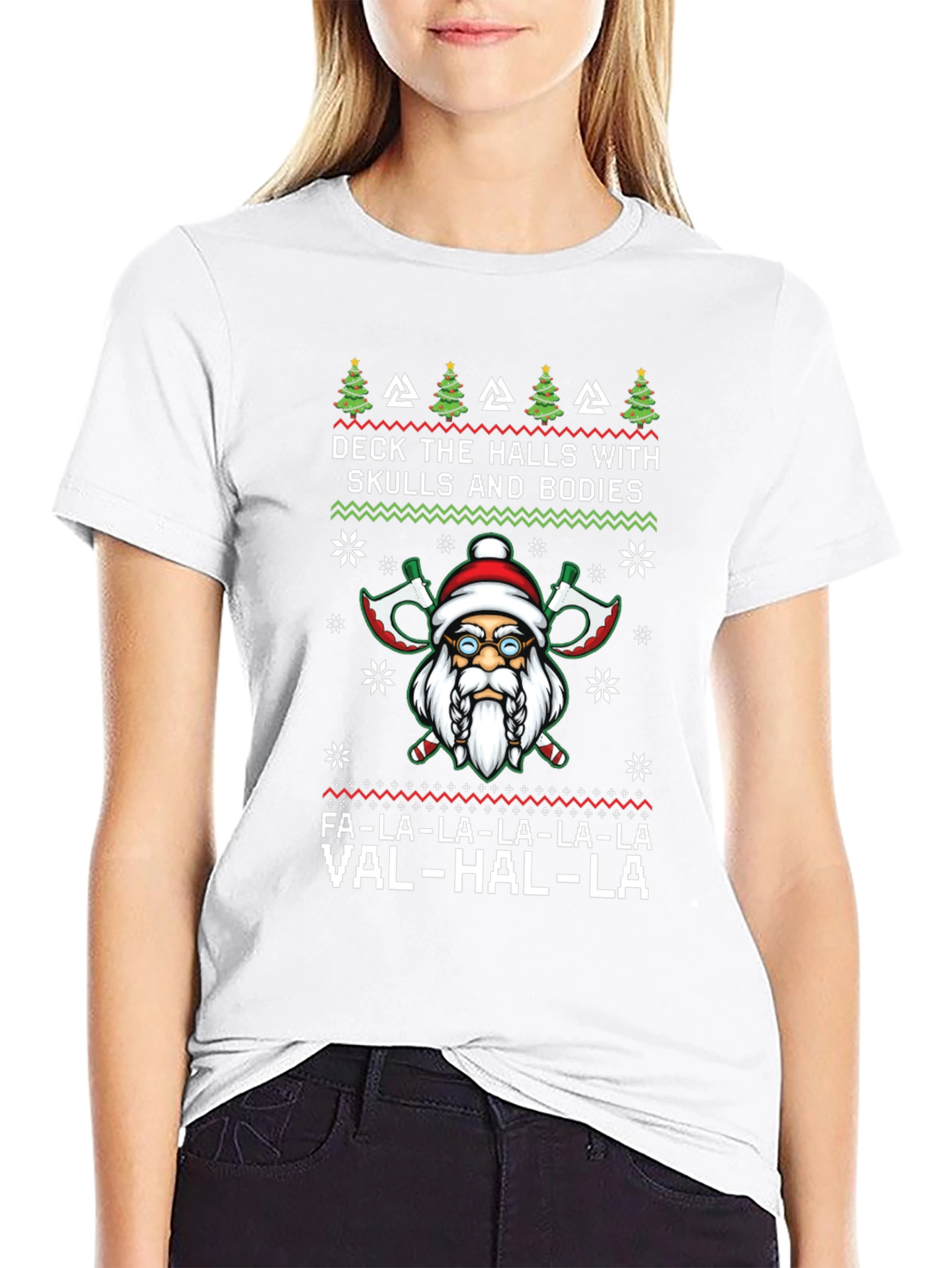 Viking Santa Ugly Christmas Sweater Style T-Shirt