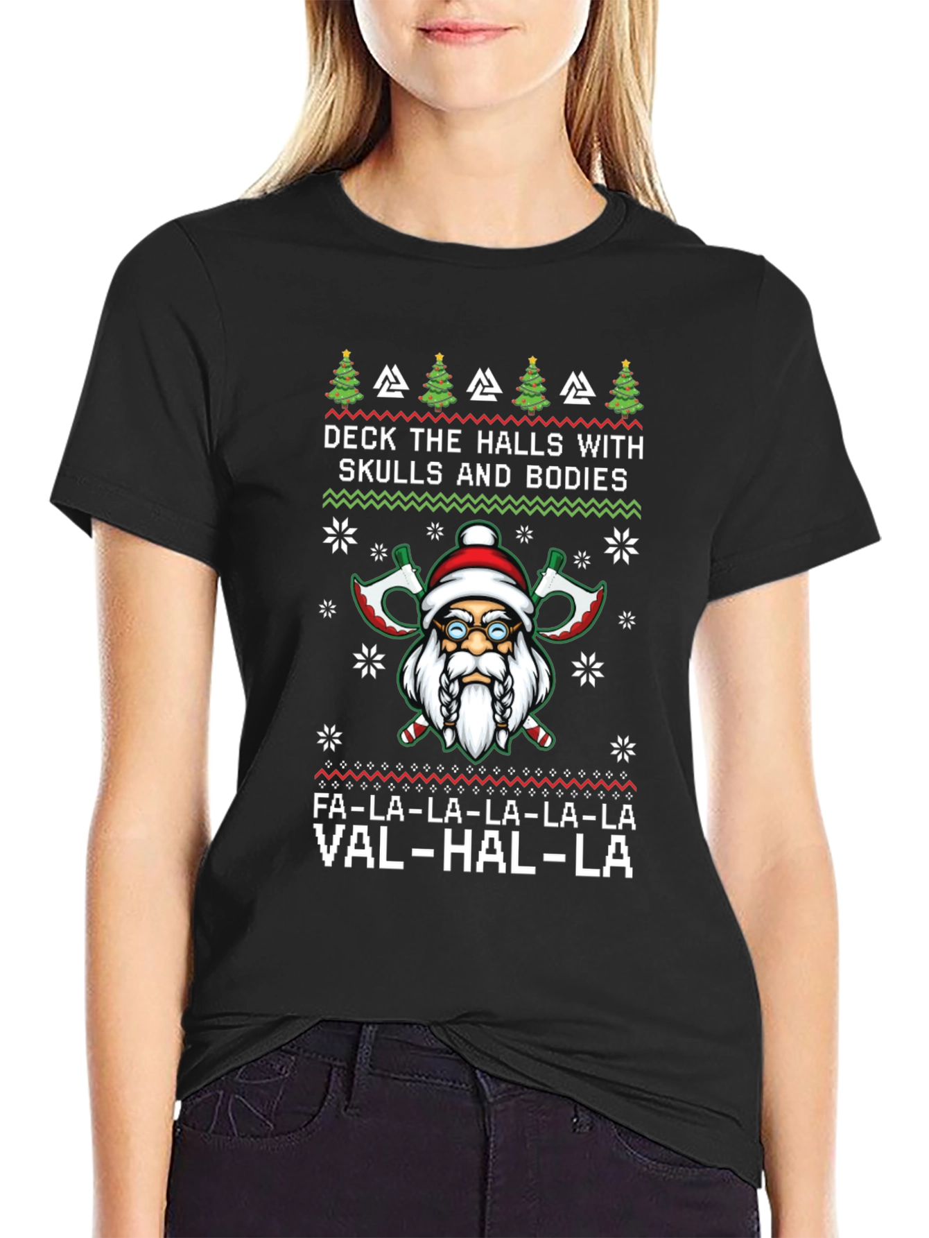 Viking Santa Ugly Christmas Sweater Style T-Shirt