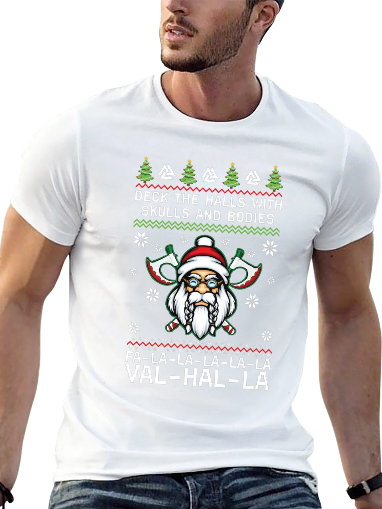 Viking Santa Ugly Christmas Sweater Style T-Shirt