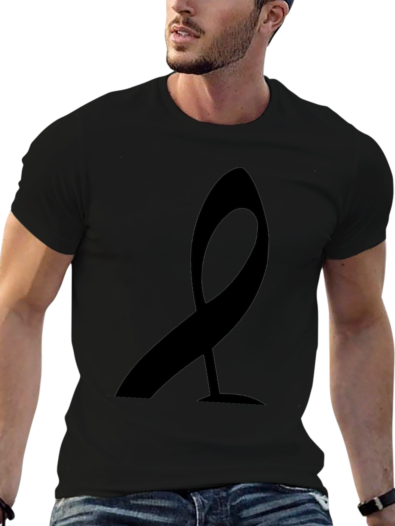 Modern Ribbon Graphic Tee - Black Casual Shirt