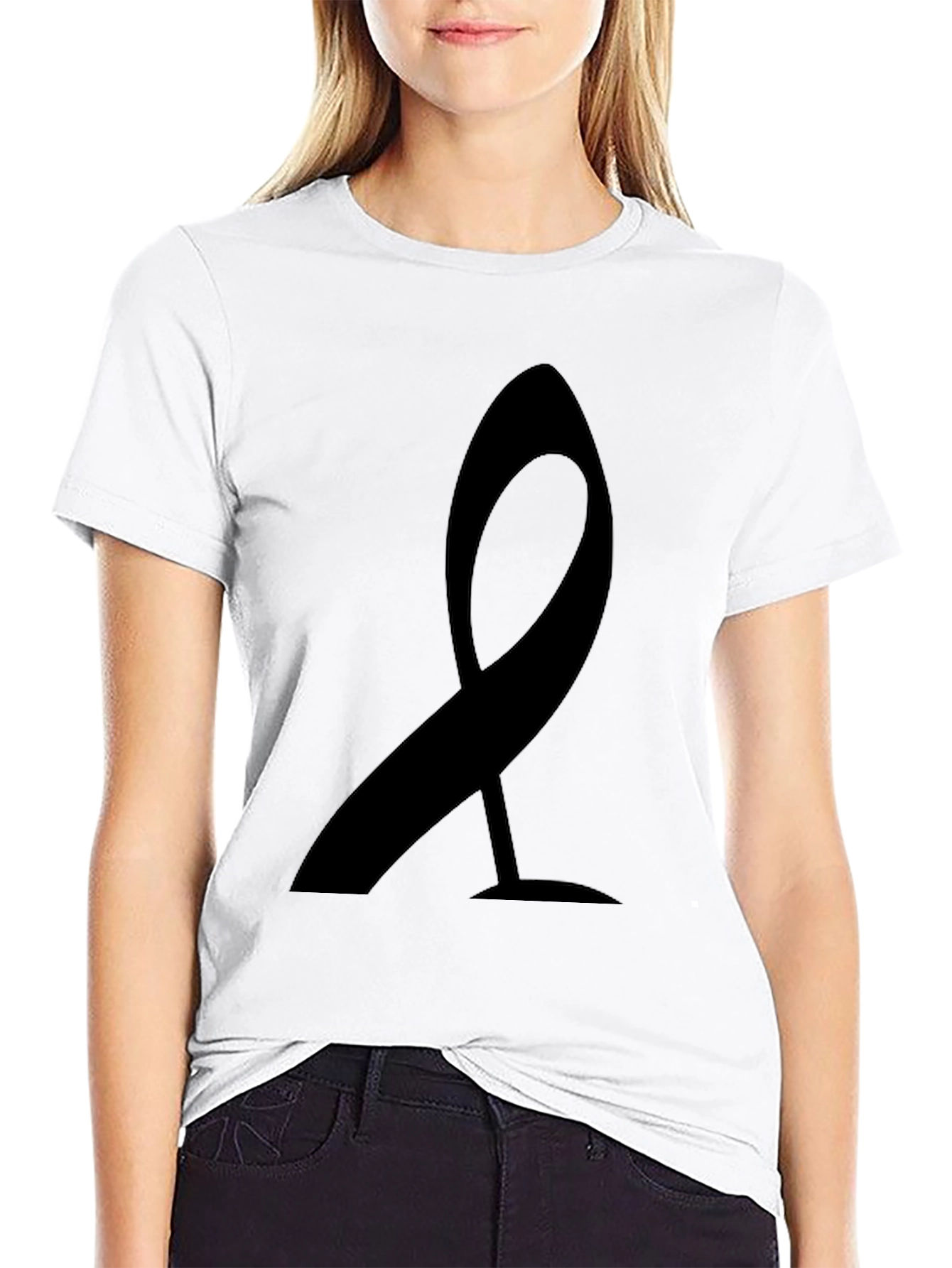 Modern Ribbon Graphic Tee - Black Casual Shirt